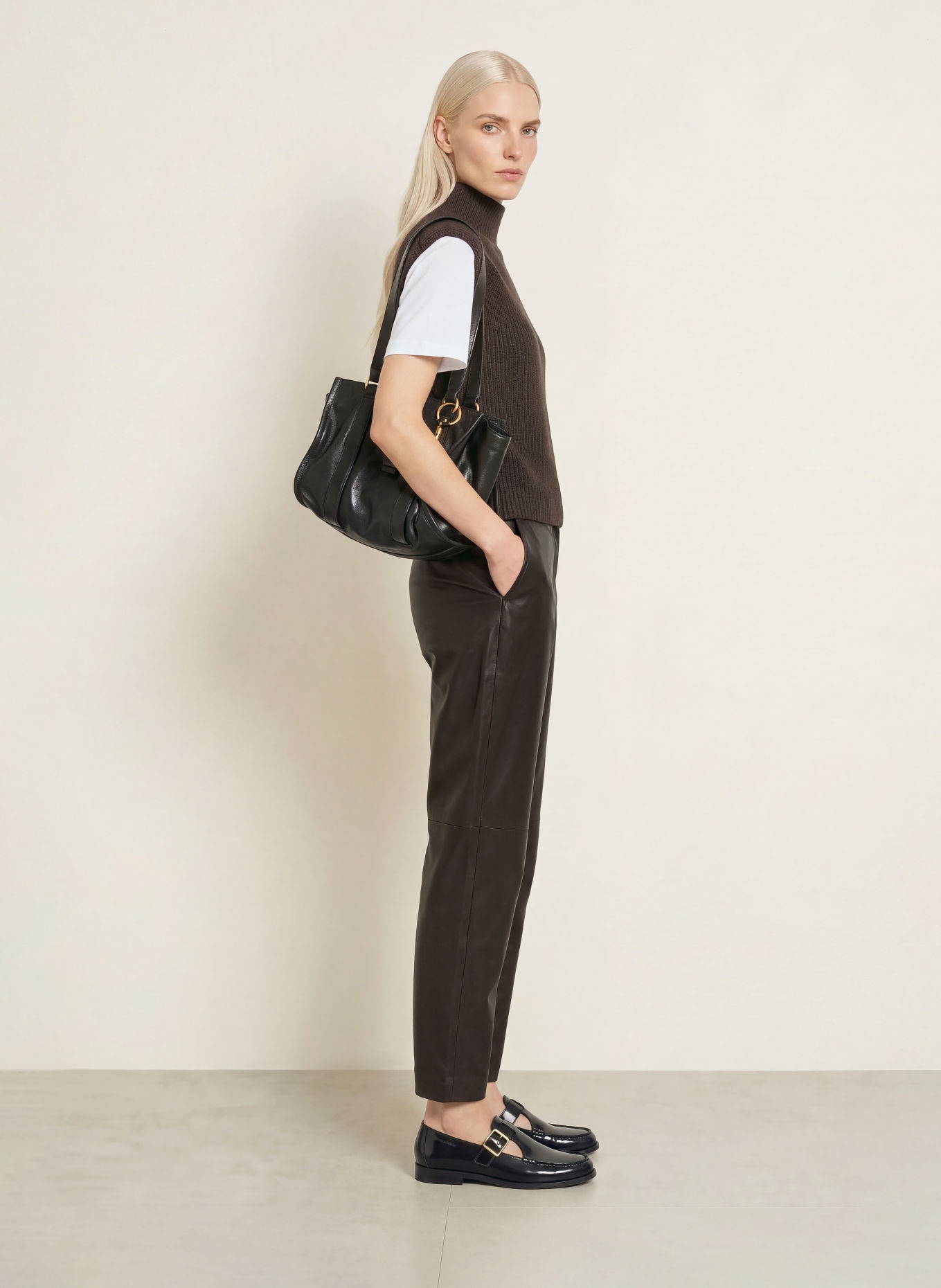 Marc O'Polo Lederbroek: MARRON FONCÉ