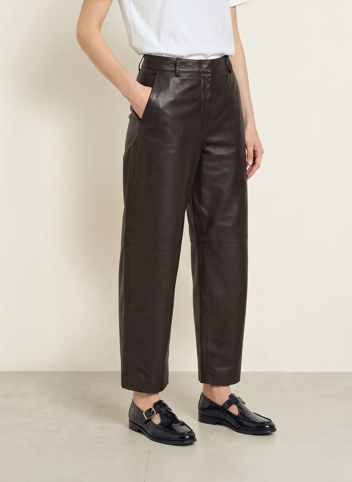 Marc O'Polo Lederbroek: MARRON FONCÉ
