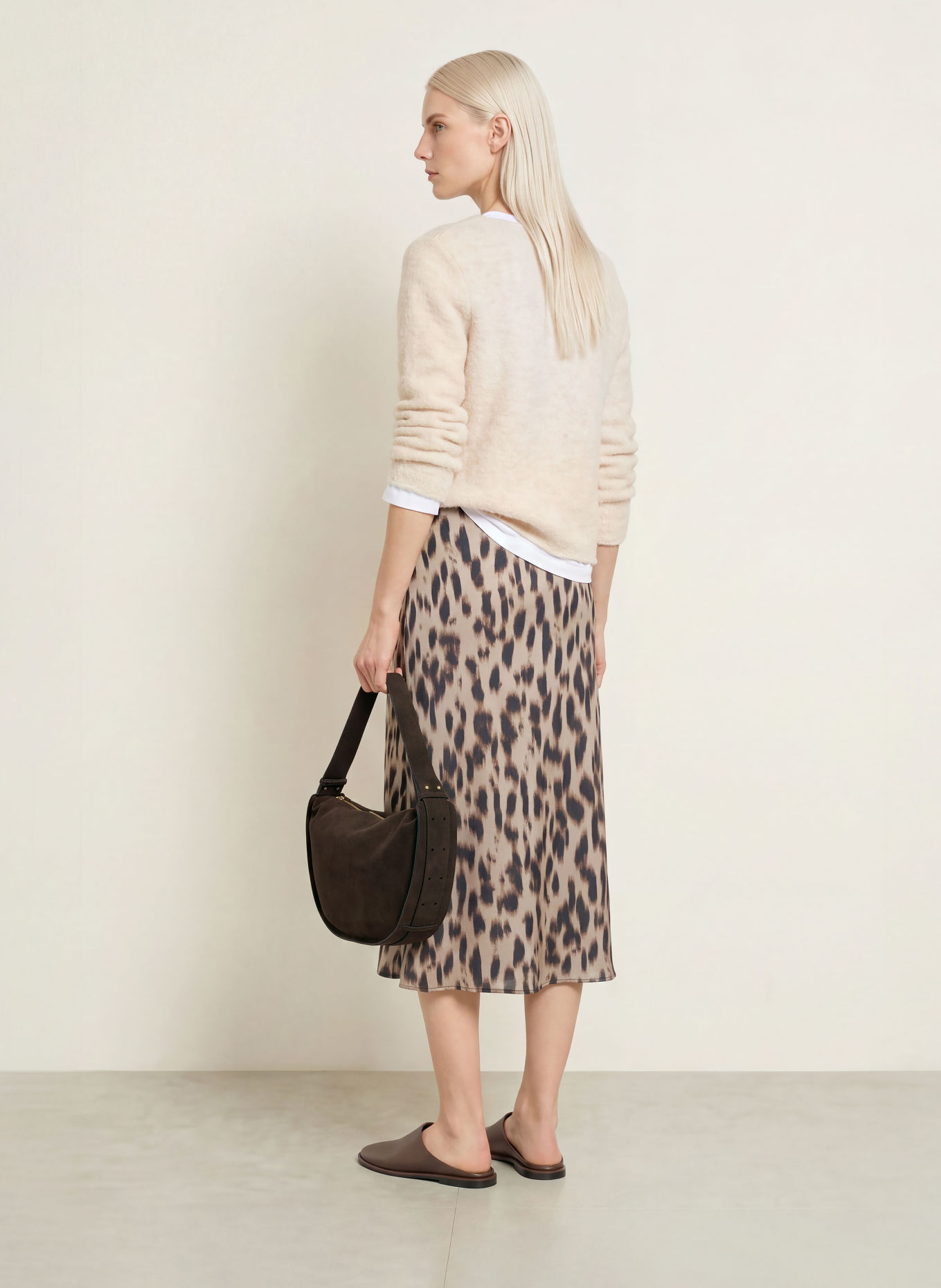 Marc O'Polo Jupe en satin: BEIGE / NOIR