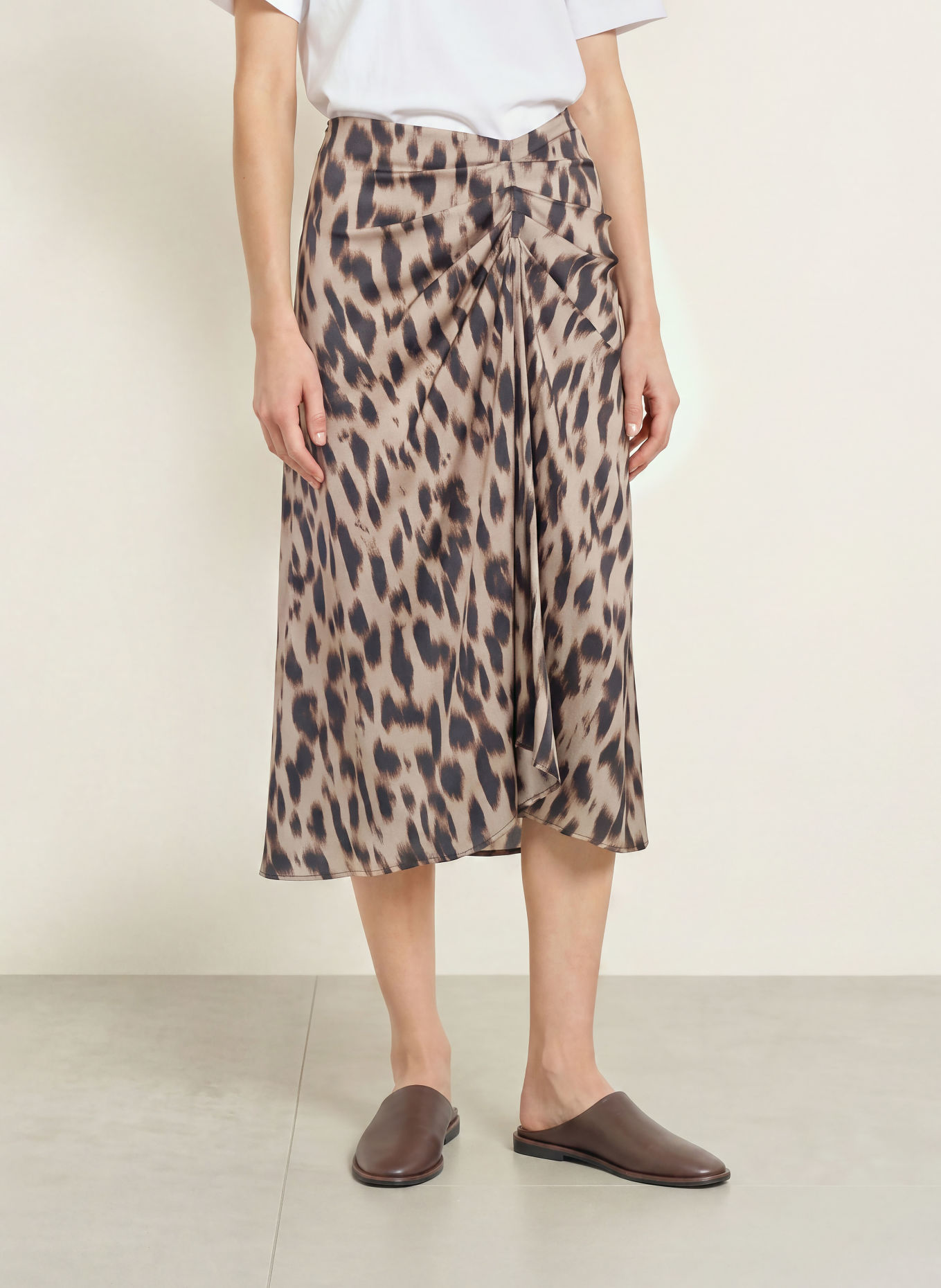 Marc O'Polo Jupe en satin: BEIGE / NOIR
