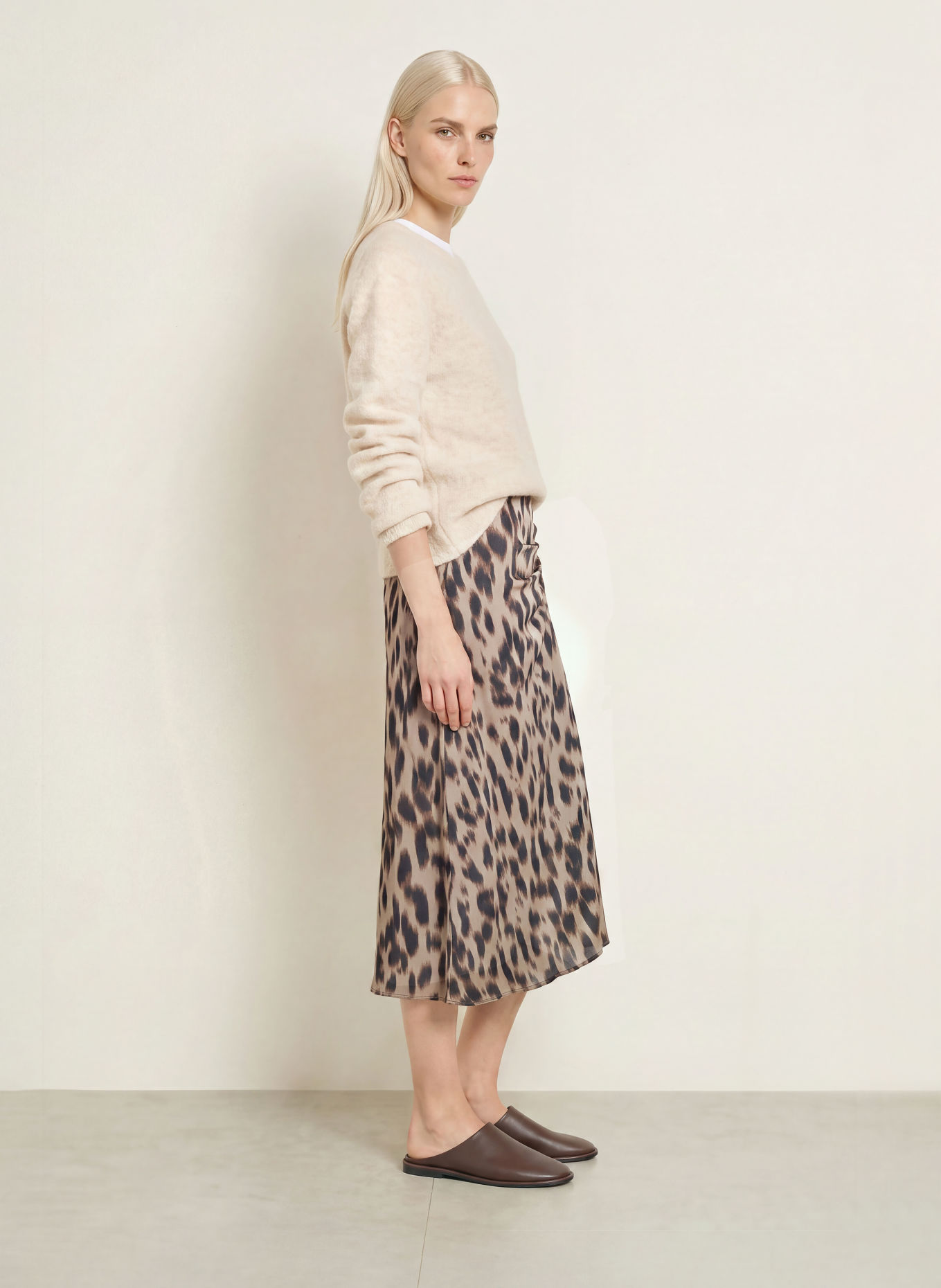 Marc O'Polo Jupe en satin: BEIGE / NOIR