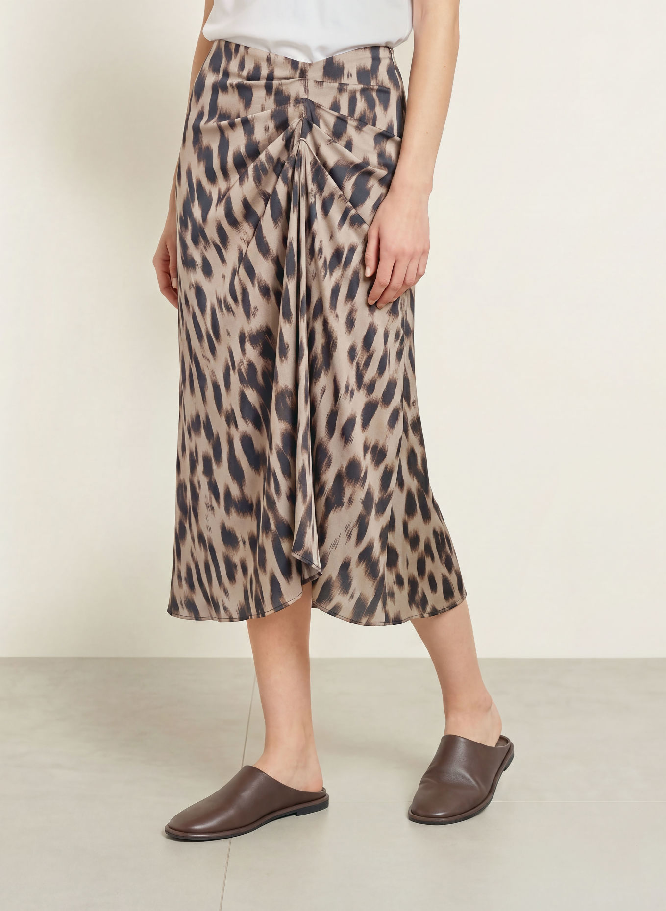 Marc O'Polo Jupe en satin: BEIGE / NOIR