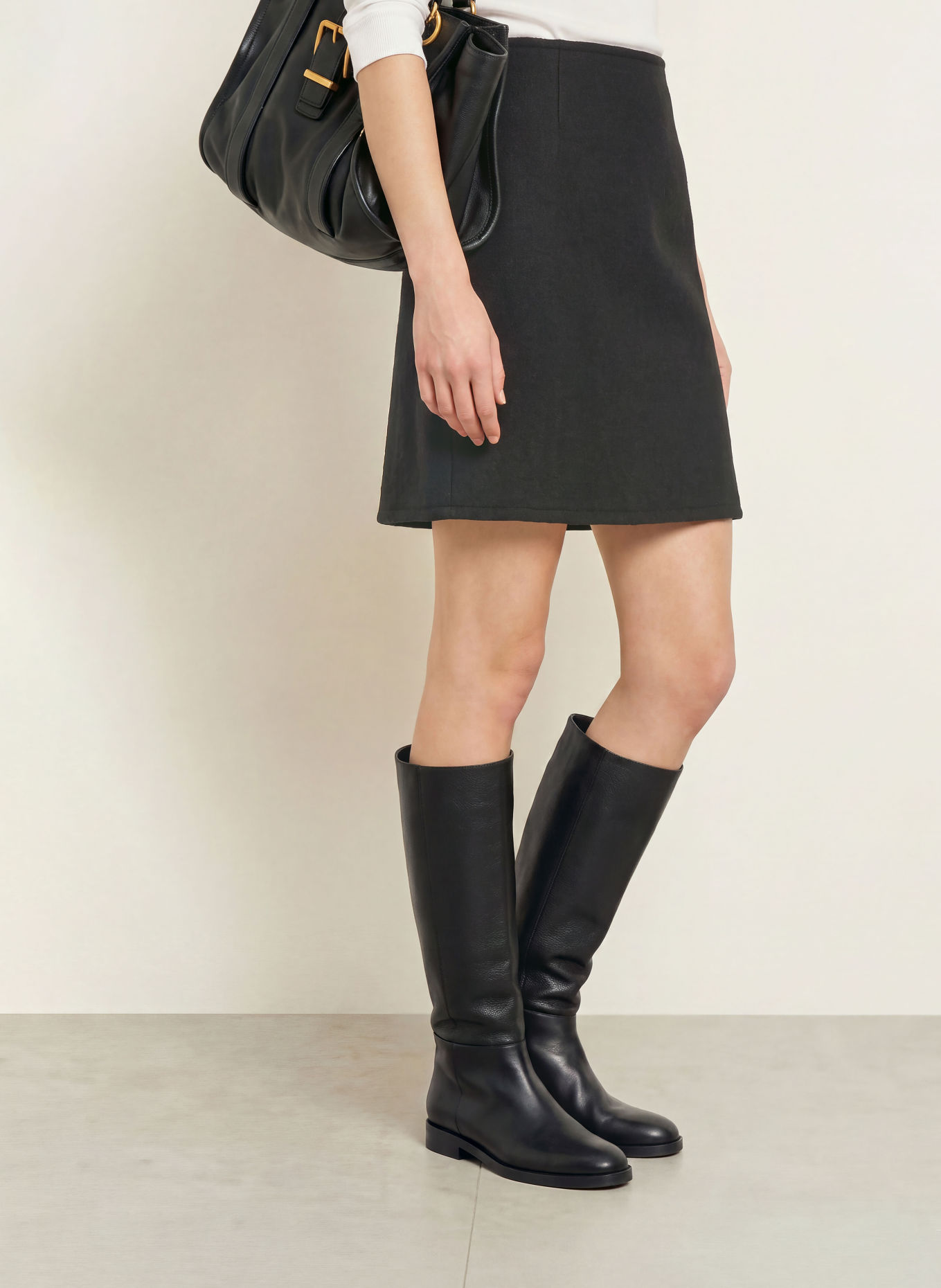 Marc O'Polo Wrap-style bouclé skirt: BLACK