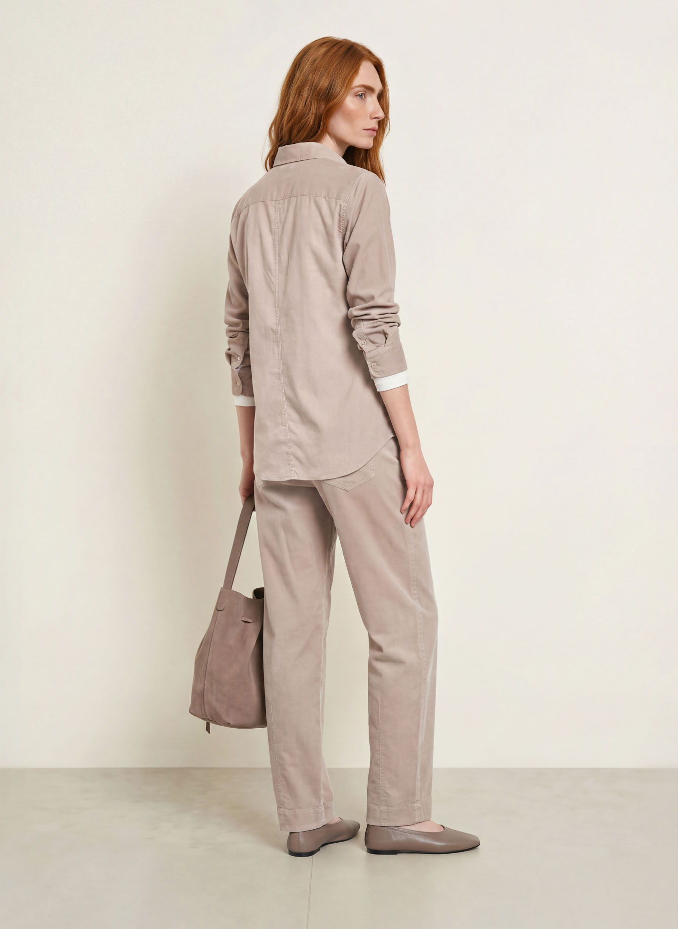 Marc O'Polo Skjortebluse i fløjl: TAUPE