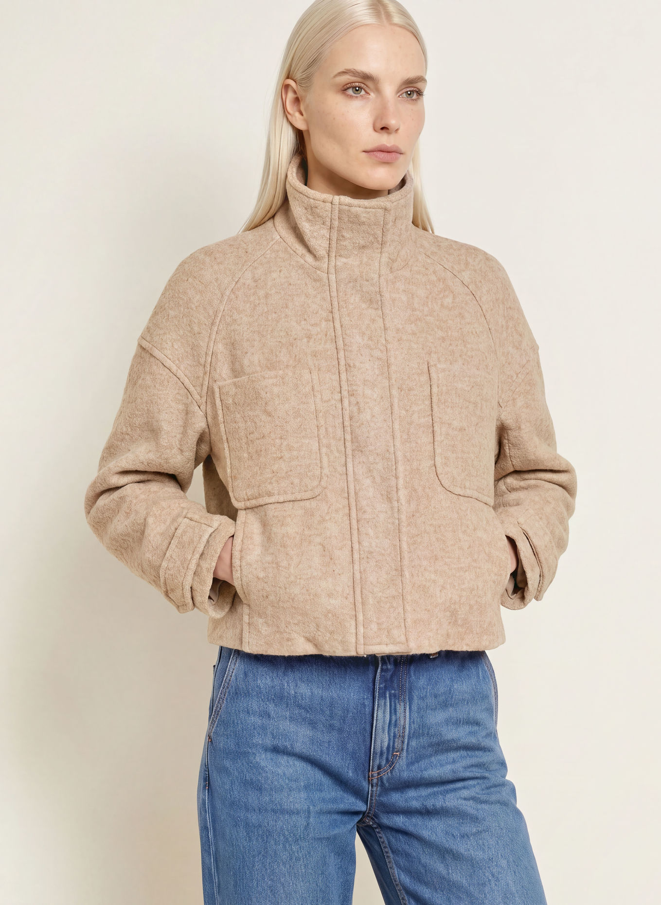 Marc O'Polo Boxy jacket made from Bouclé: BEIGE