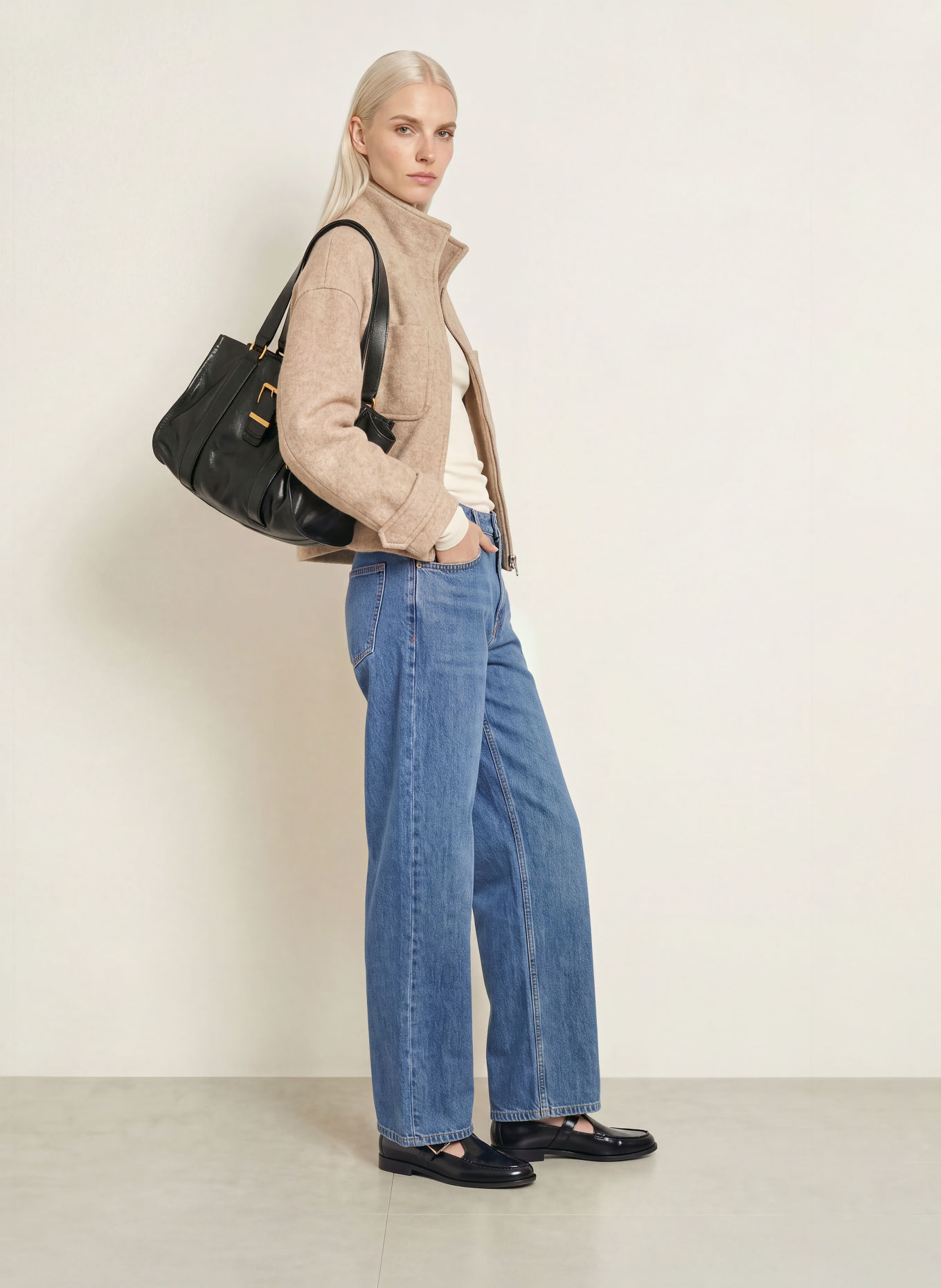 Marc O'Polo Boxy jacket made from Bouclé: BEIGE