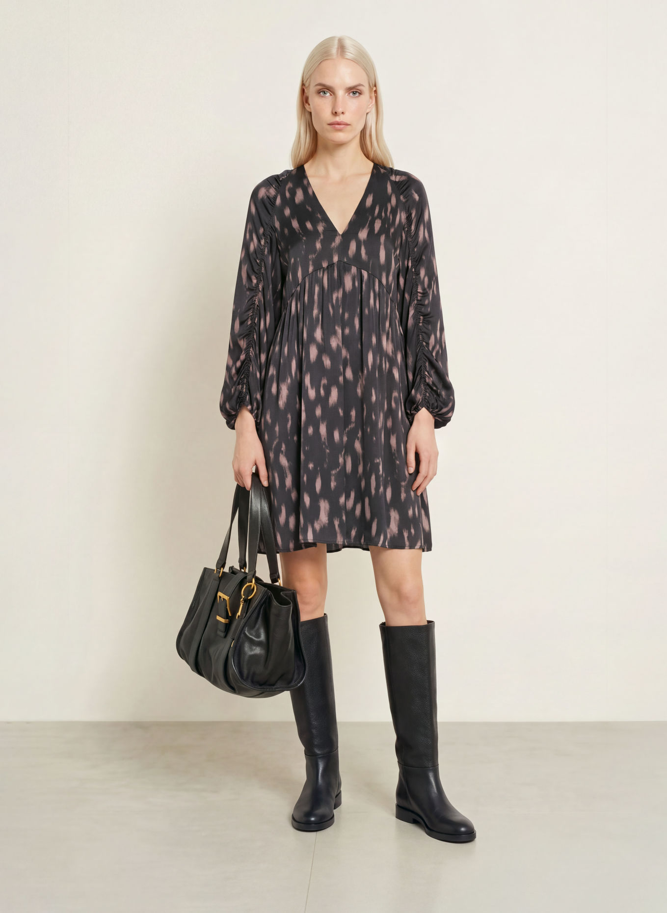 Marc O'Polo Satin dress: DARK GRAY / ROSE