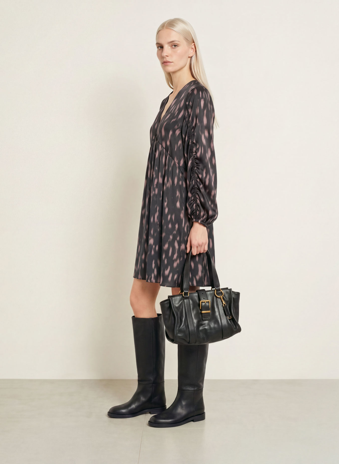 Marc O'Polo Satin dress: DARK GRAY / ROSE