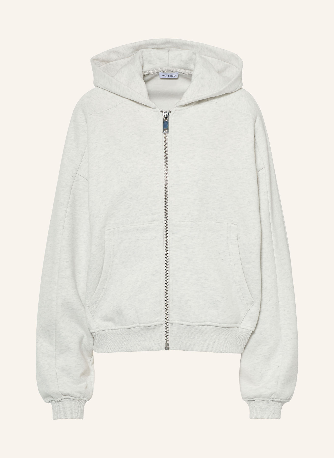 MRS & HUGS Zip-up sweatshirt: LIGHT GRAY / ECRU