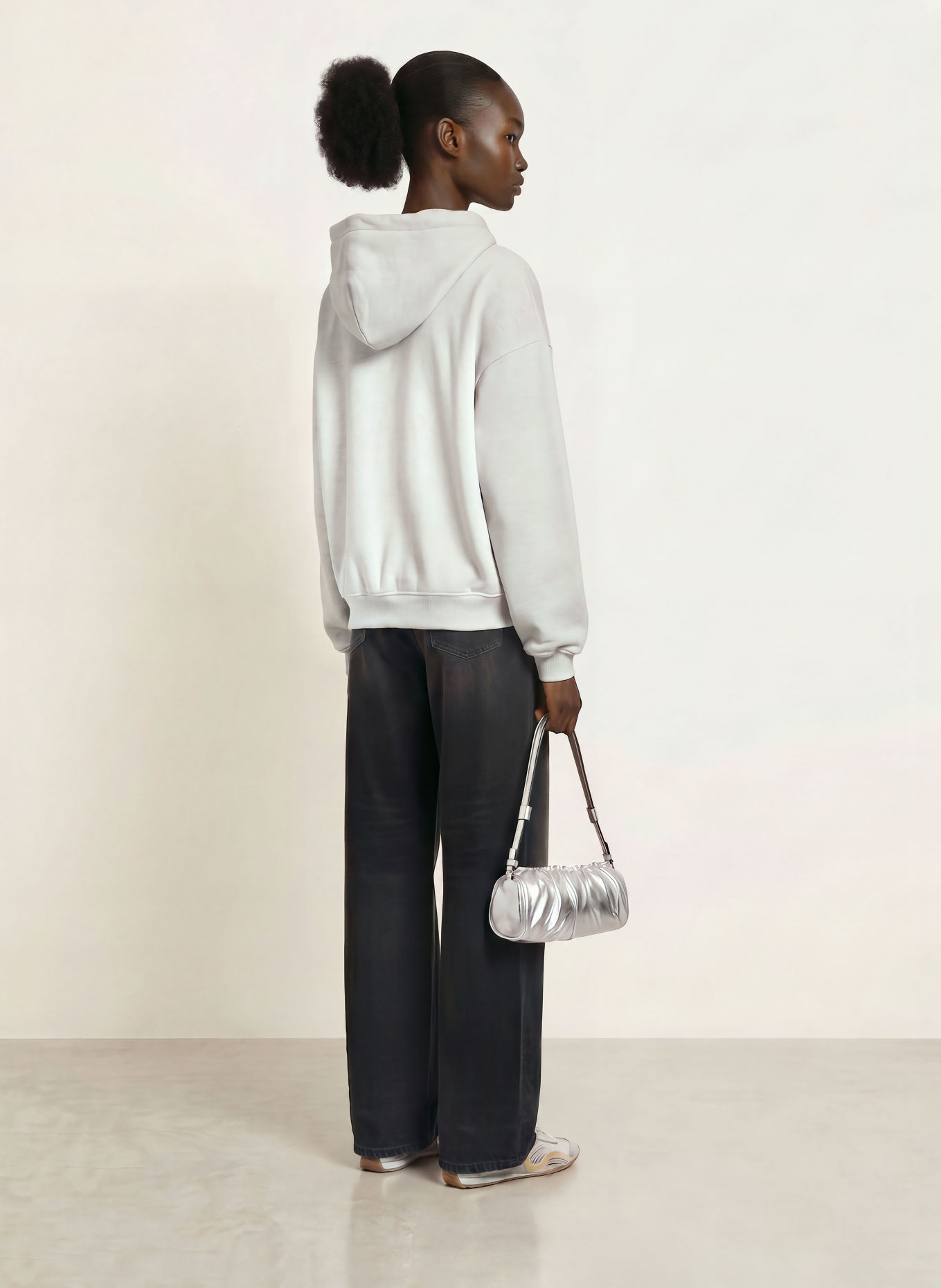 MRS & HUGS Zip-up sweatshirt: LIGHT GRAY / ECRU