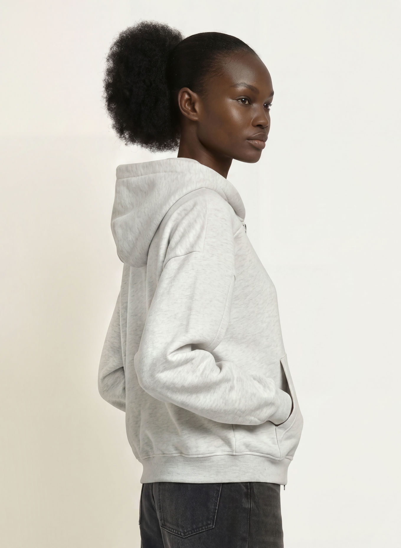 MRS & HUGS Zip-up sweatshirt: LIGHT GRAY / ECRU
