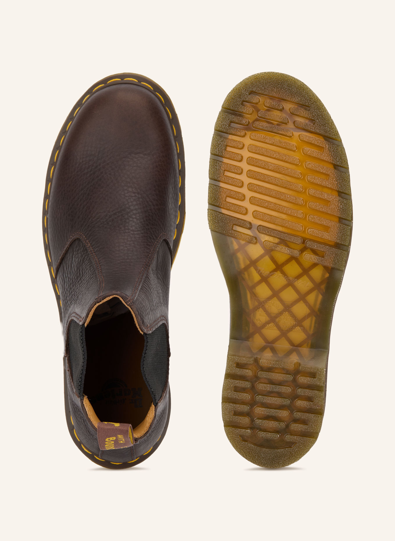 Dr. Martens Chelsea boots 2976: MARRON FONCÉ / GEEL