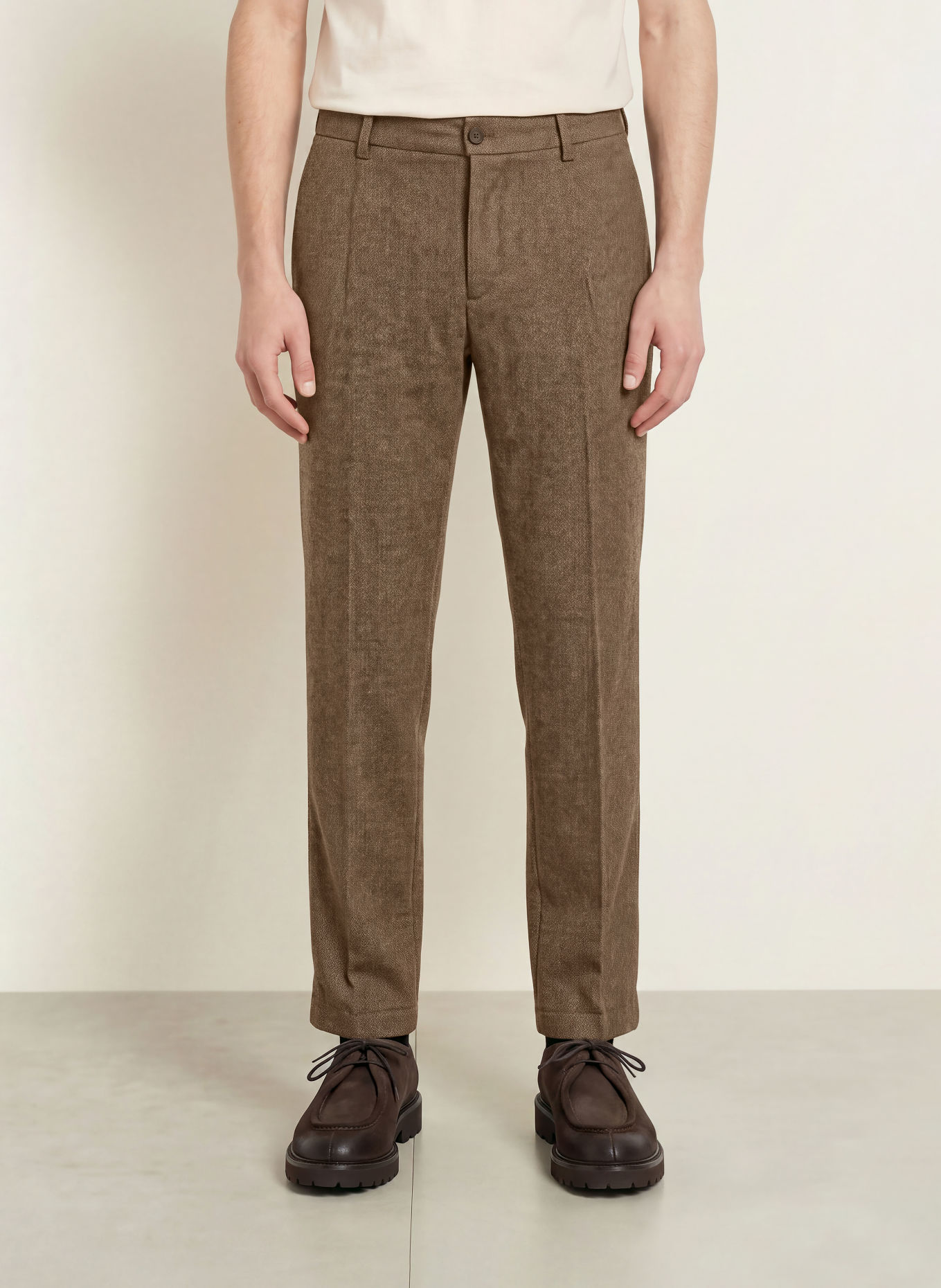 CRUNA Pantaloni chino BELLEVILLE, croială regular: MARO ÎNCHIS