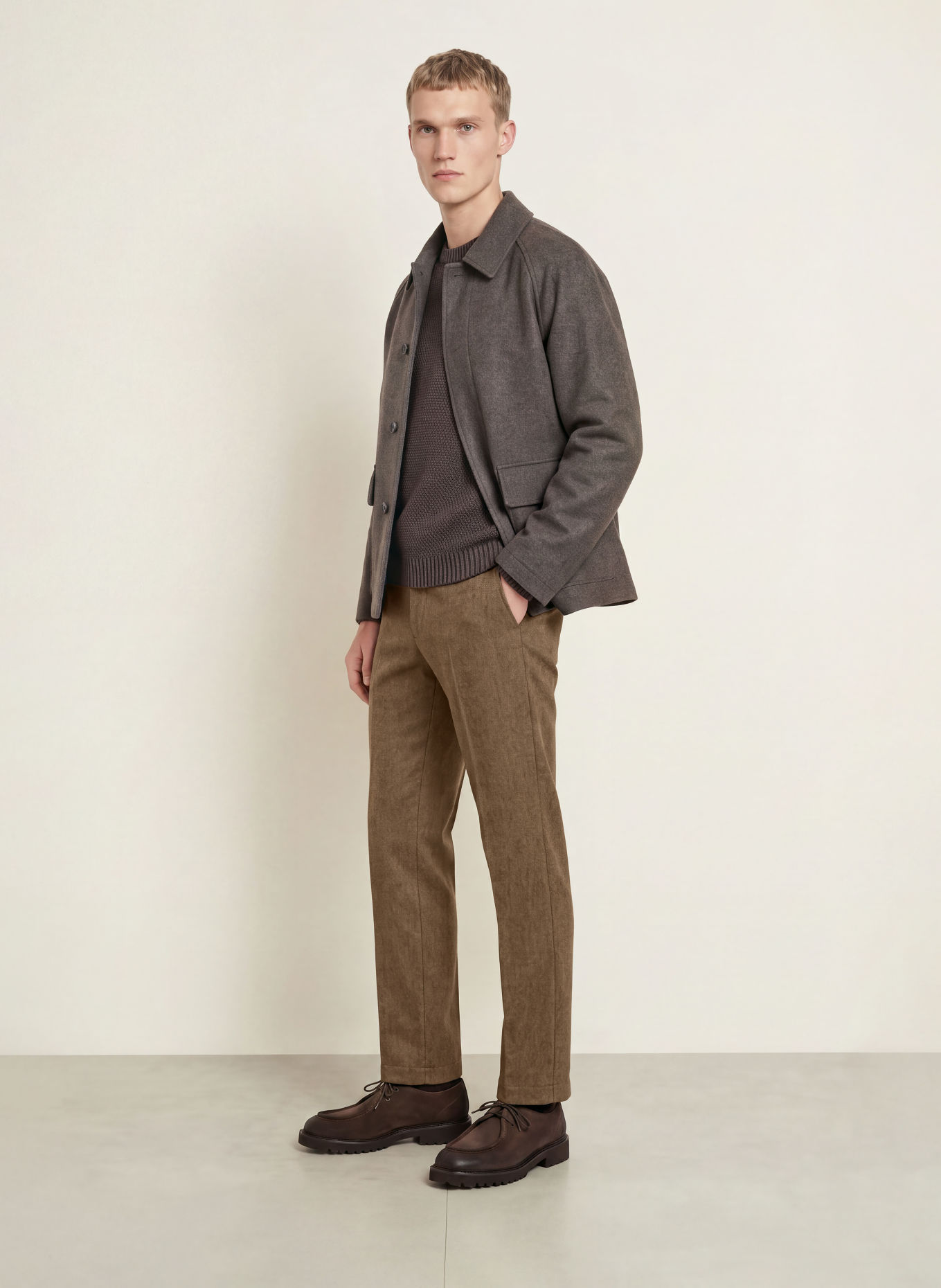 CRUNA Pantaloni chino BELLEVILLE, croială regular: MARO ÎNCHIS