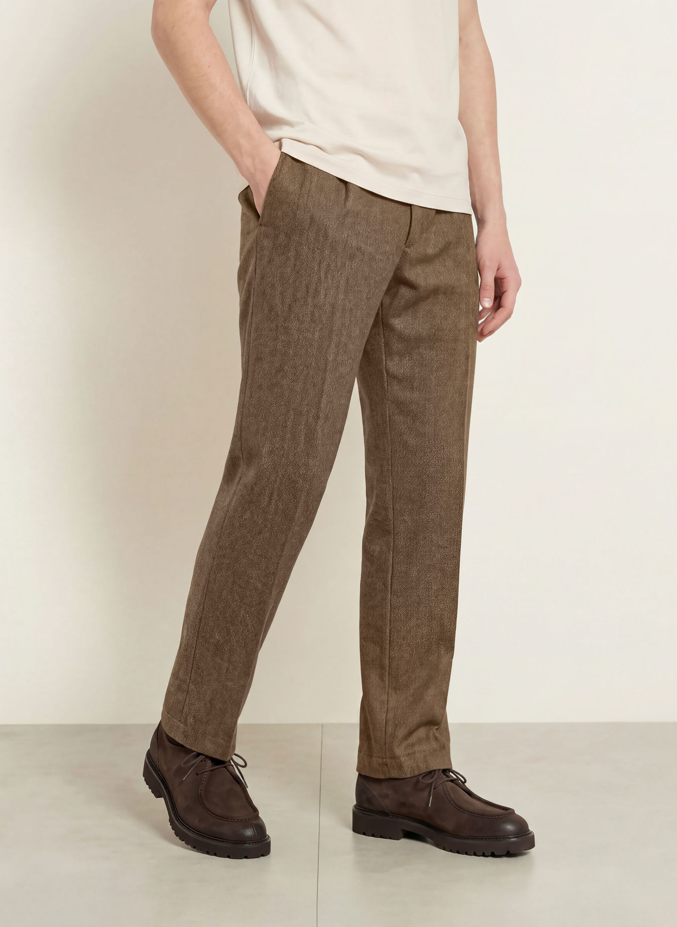 CRUNA Pantaloni chino BELLEVILLE, croială regular: MARO ÎNCHIS