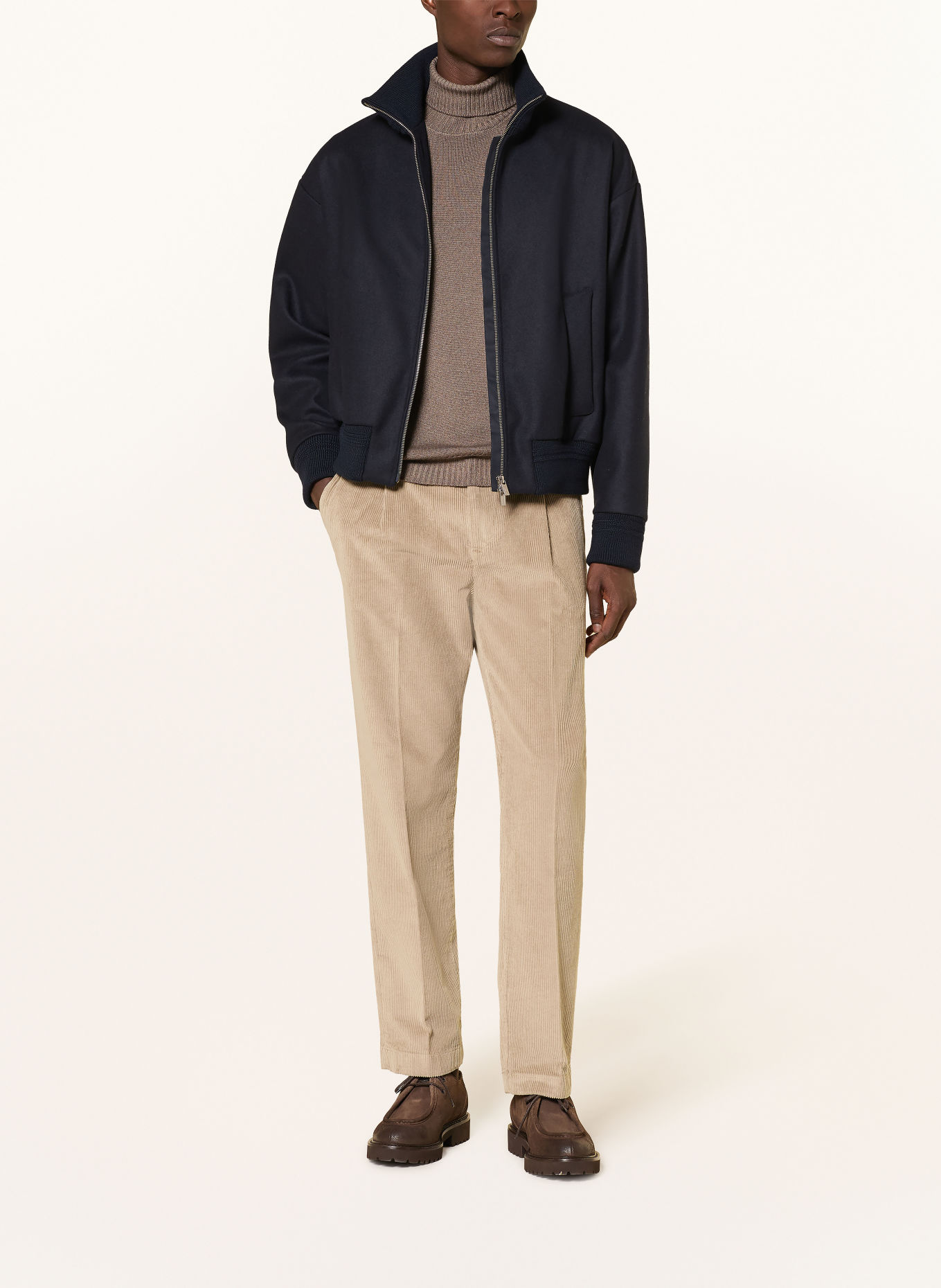 CRUNA Cordbroek BELLEVILLE Tapered Fit: BEIGE