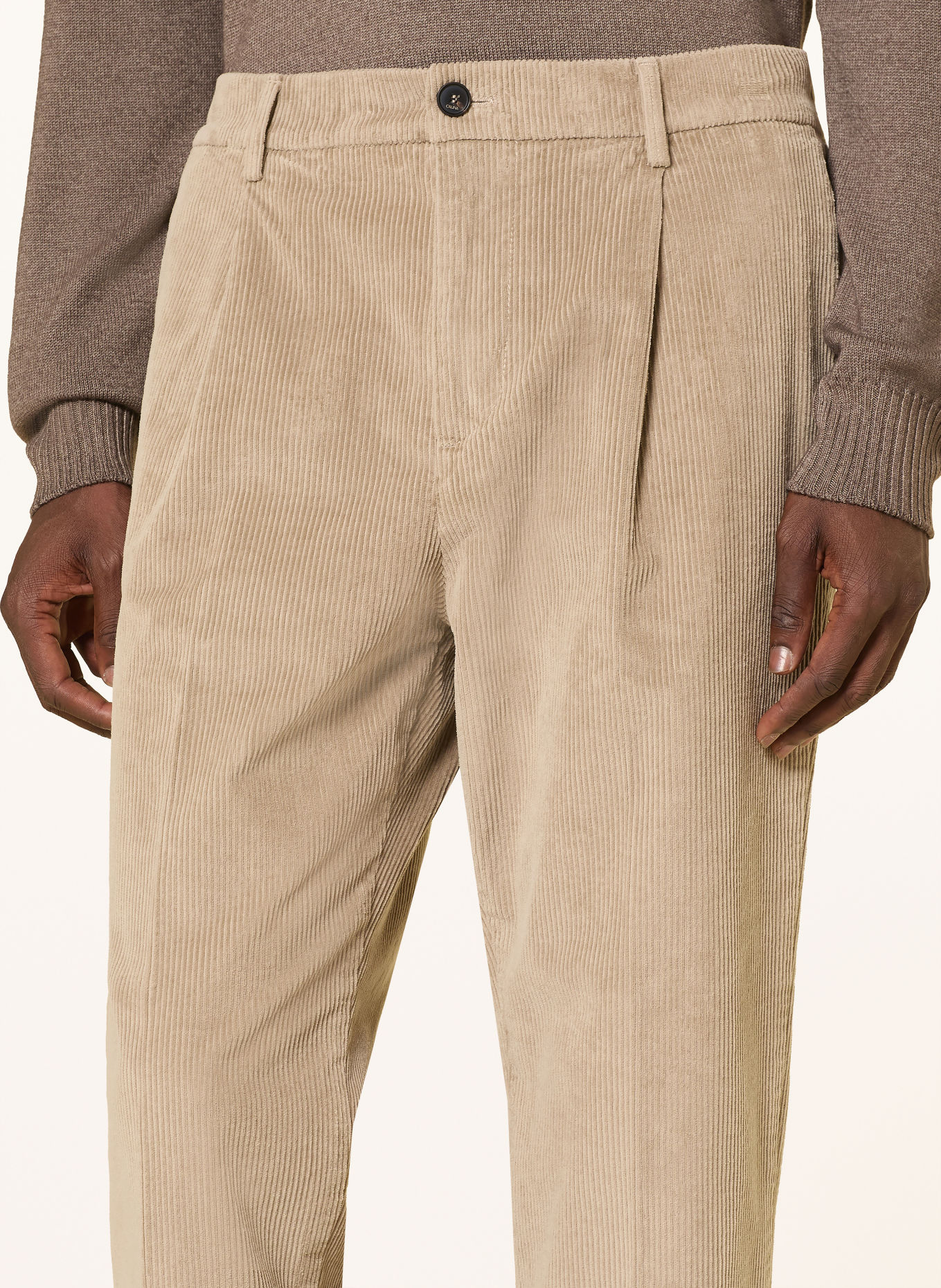 CRUNA Cordbroek BELLEVILLE Tapered Fit: BEIGE