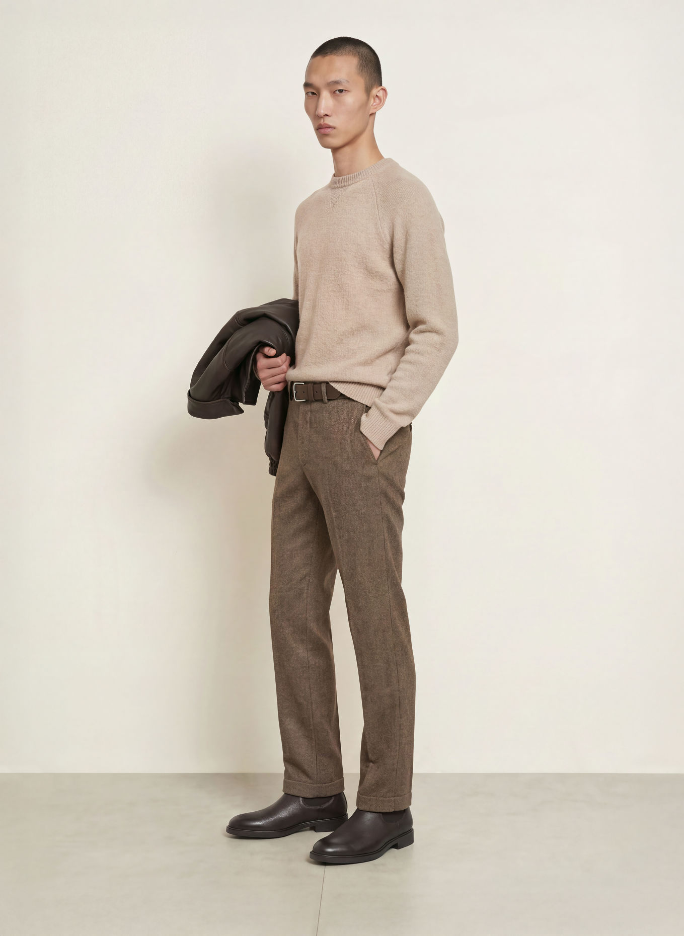 CRUNA CHESTER Bouclé Sweater: BEIGE
