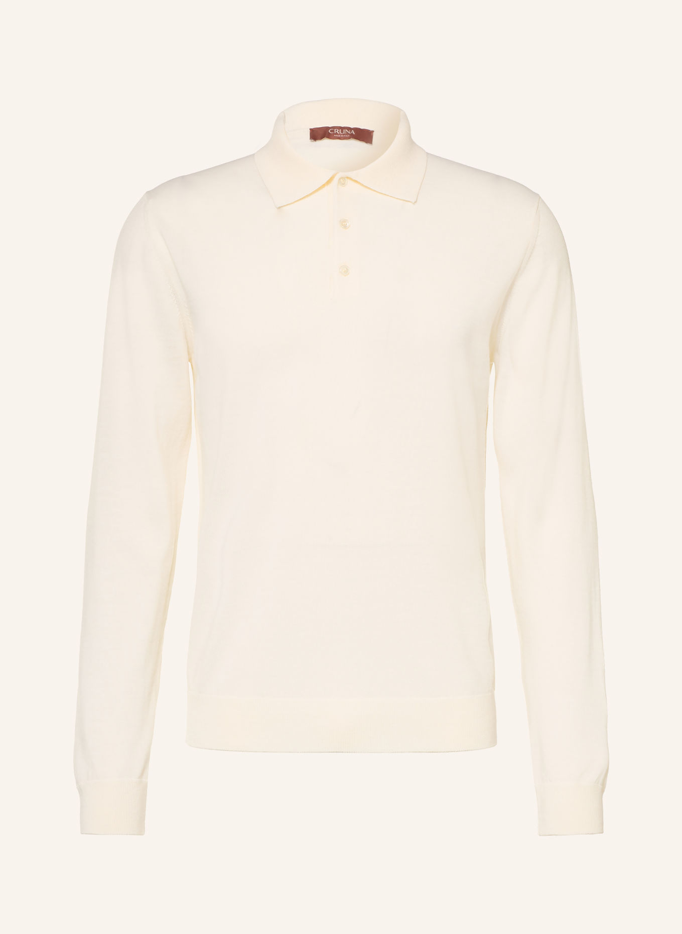 CRUNA Gebreid poloshirt: CRÈME