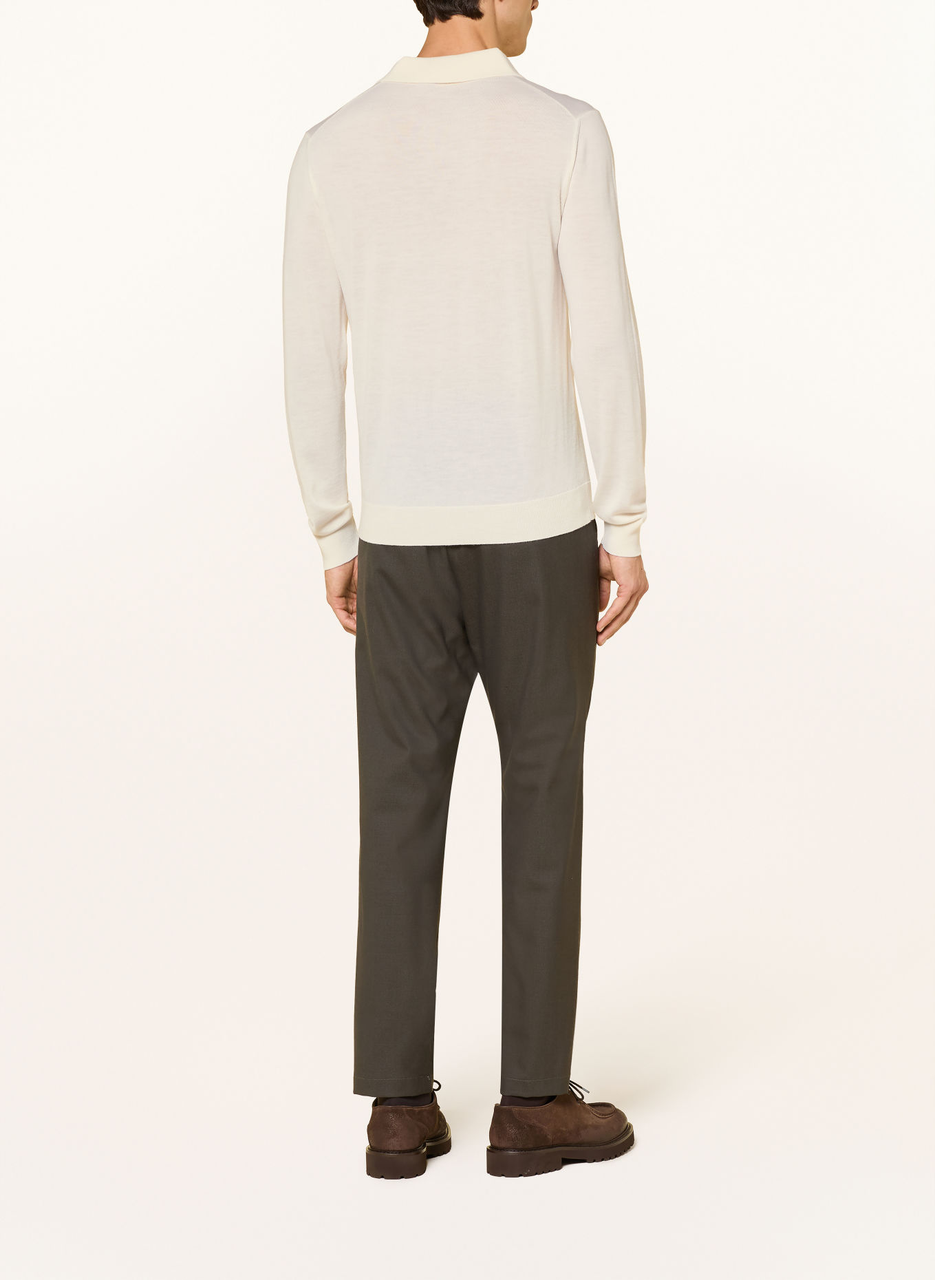 CRUNA Gebreid poloshirt: CRÈME