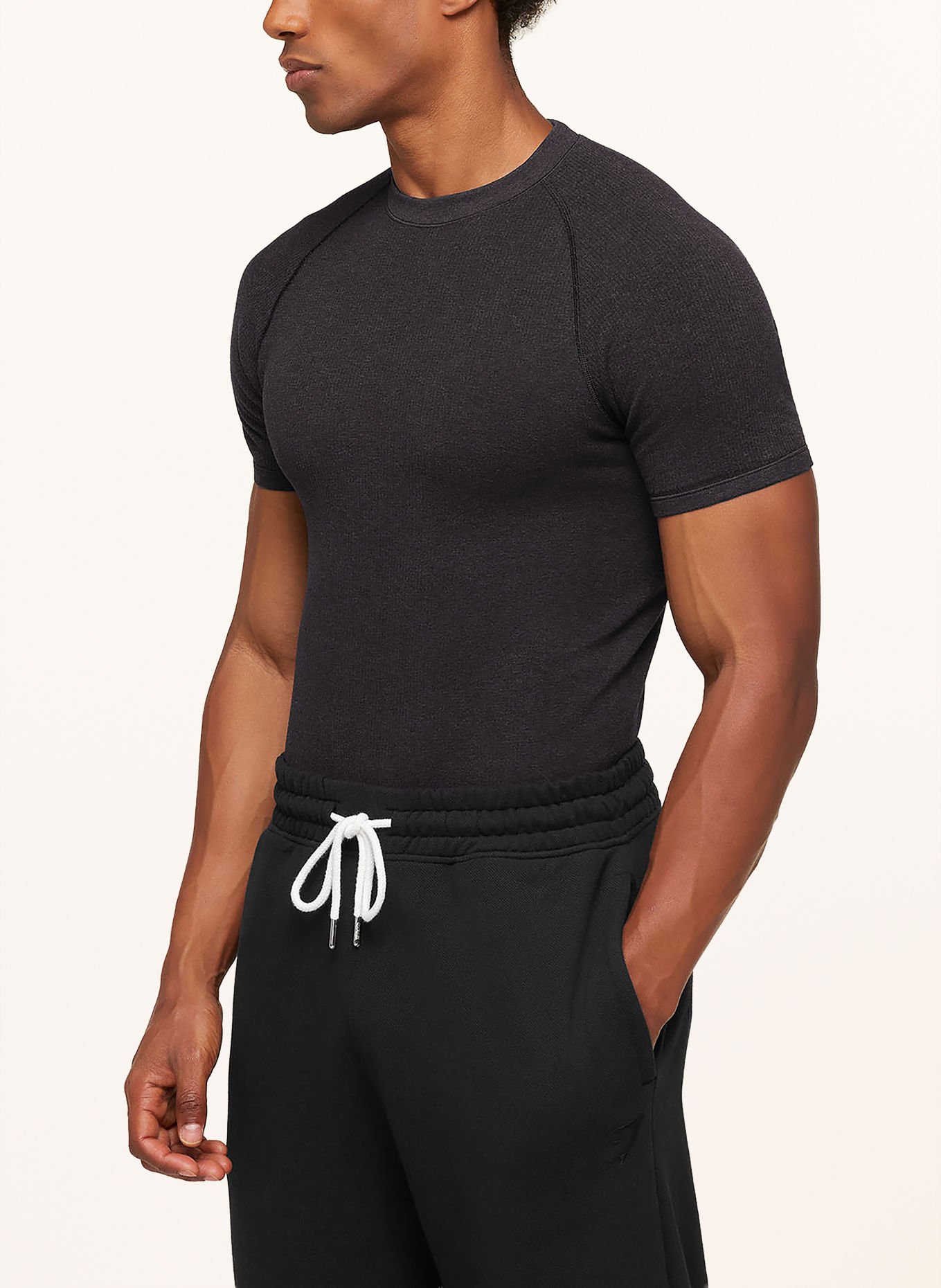 GYMSHARK Funktionsshirt COTTON SEAMLESS: SCHWARZ