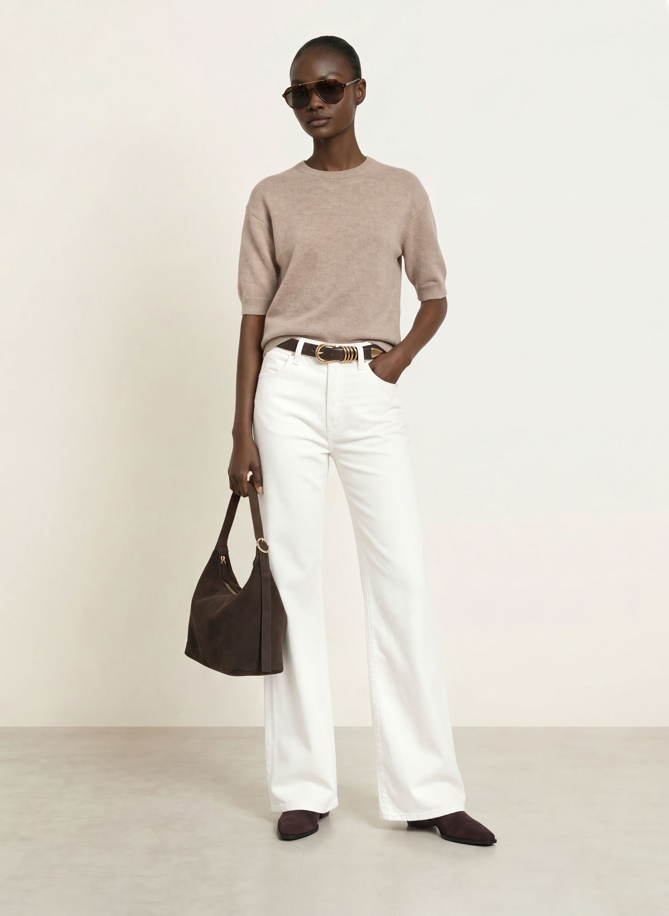 MRS & HUGS Strickshirt mit Cashmere: BEIGE