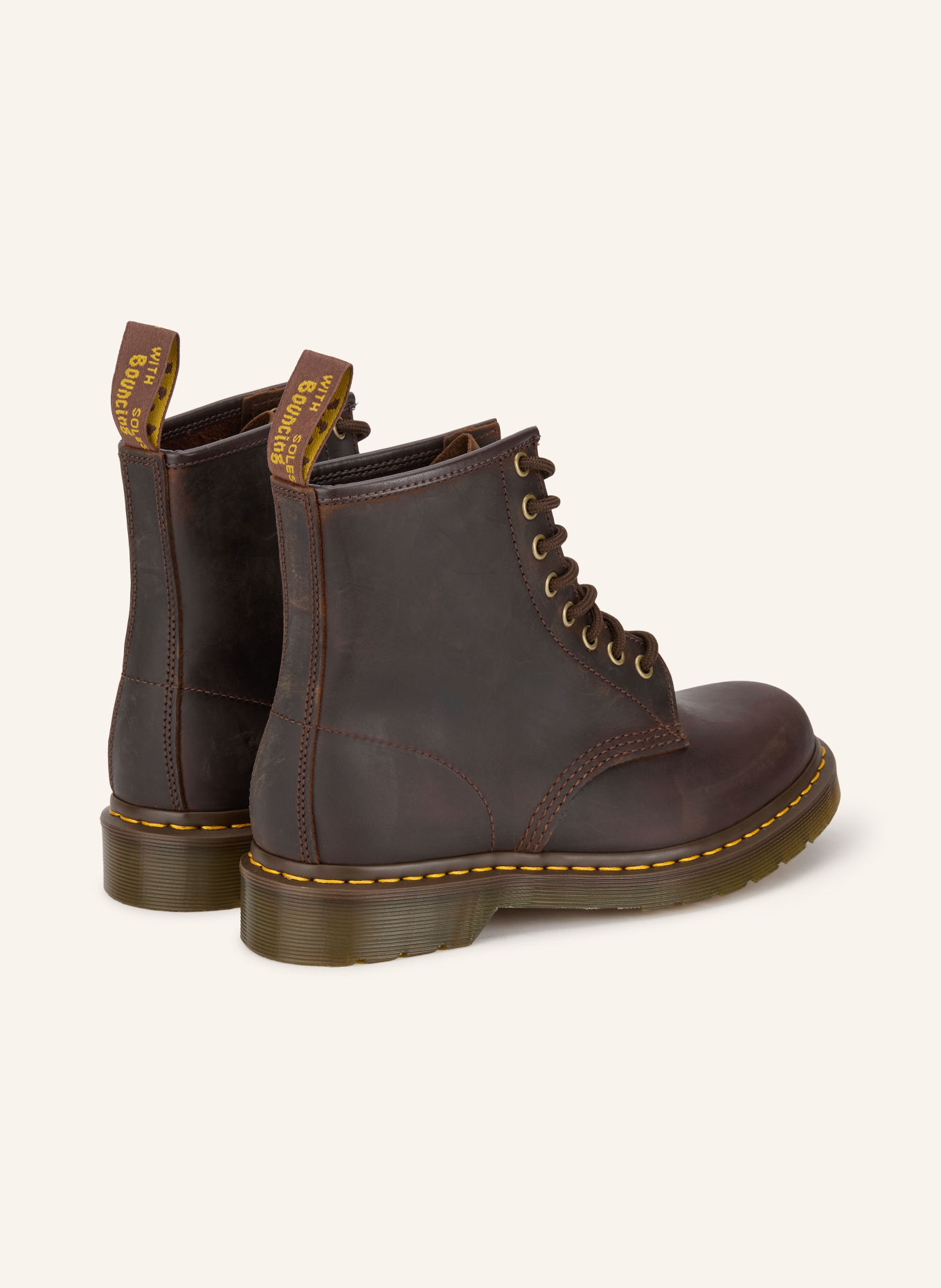 Dr. Martens Veterboots 1460: MARRON FONCÉ / GOUD / GEEL