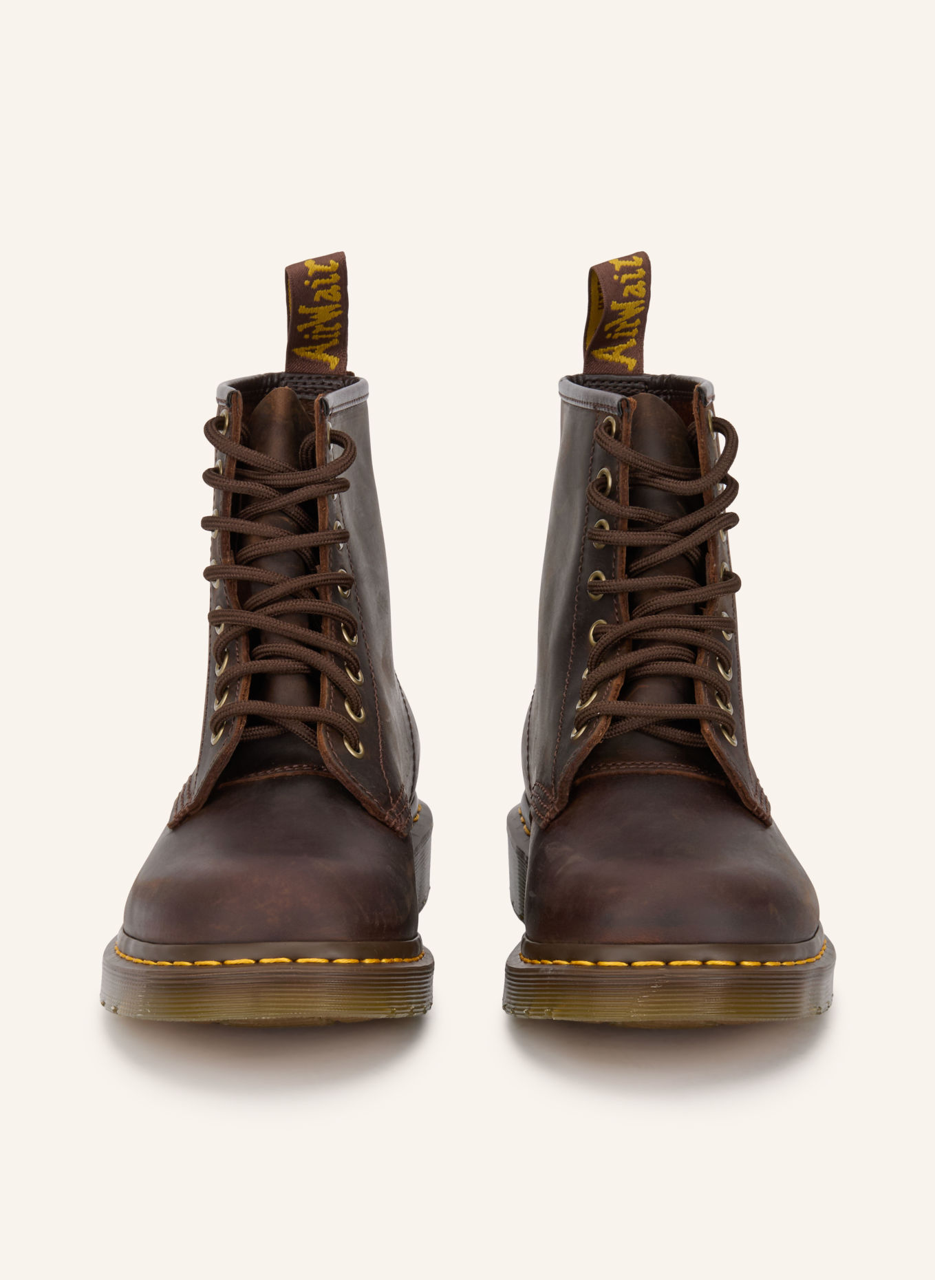 Dr. Martens Veterboots 1460: MARRON FONCÉ / GOUD / GEEL
