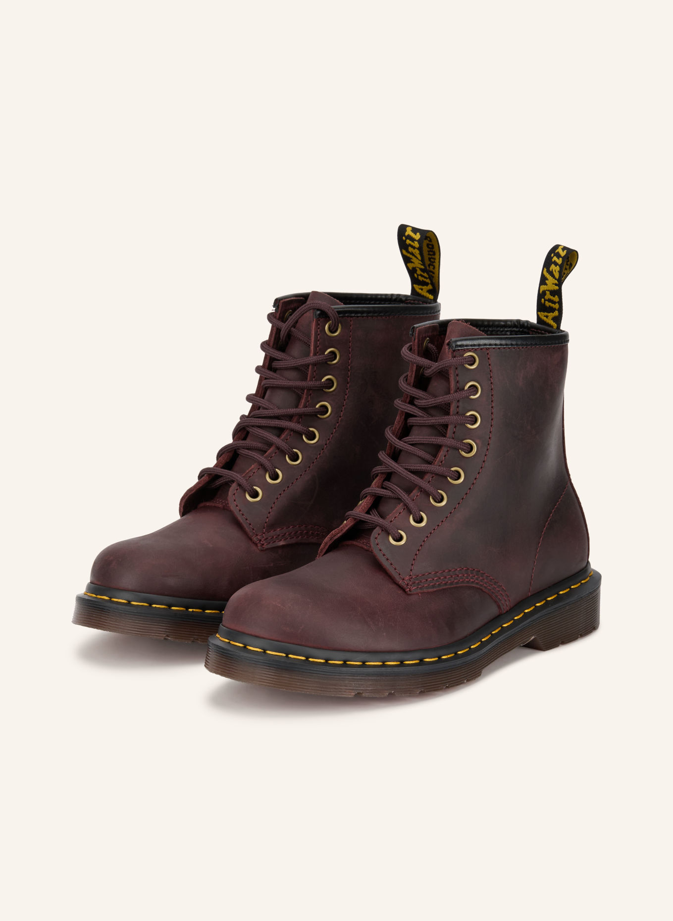 Dr. Martens Veterboots 1460: DONKERROOD / GOUD / GEEL