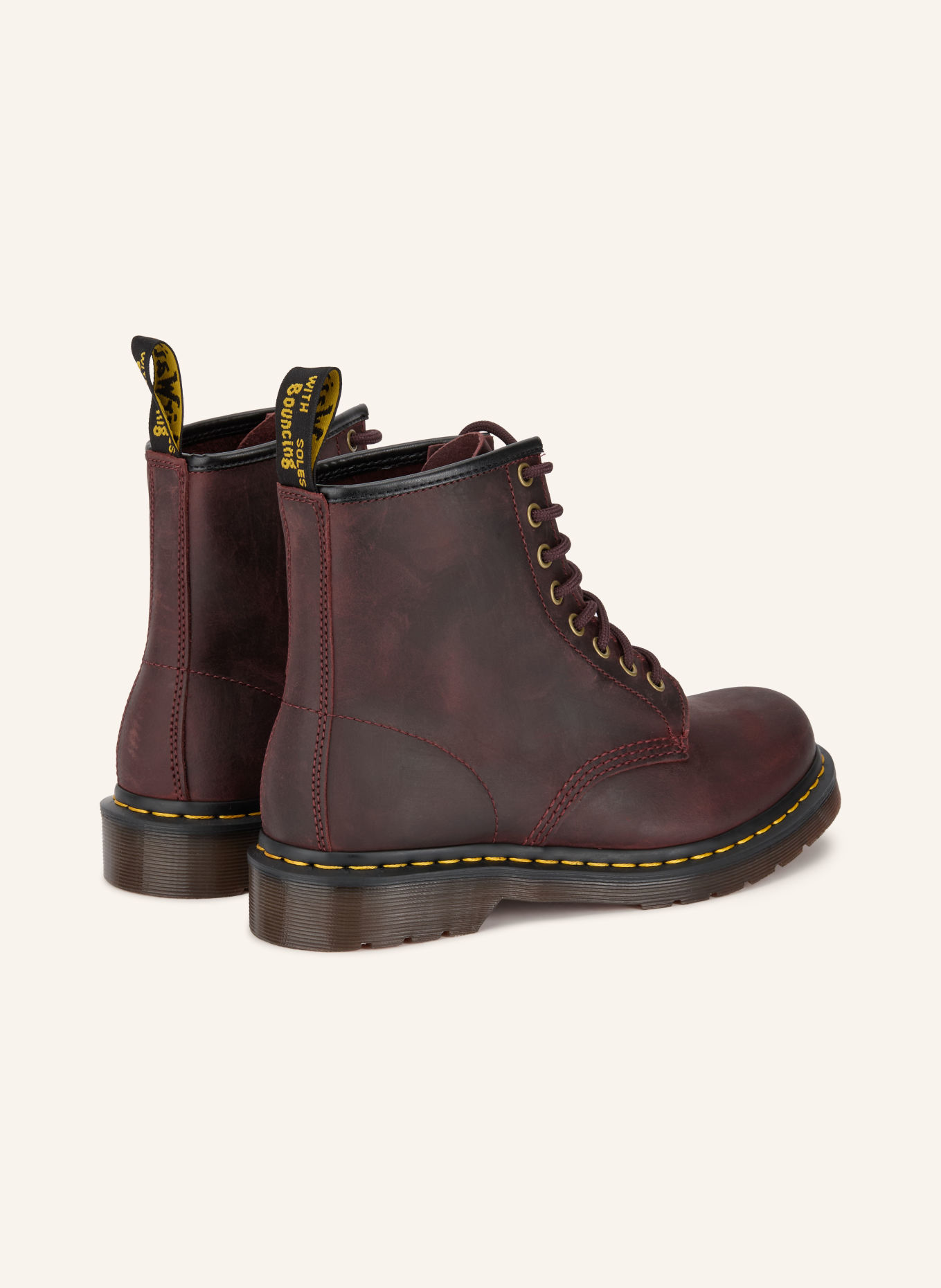 Dr. Martens Veterboots 1460: DONKERROOD / GOUD / GEEL
