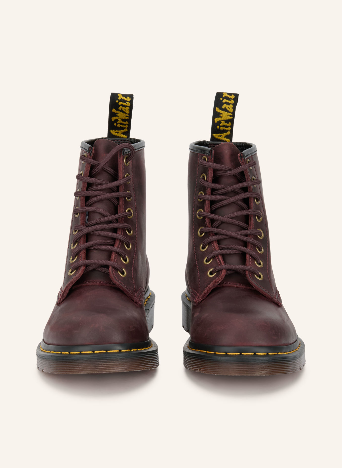 Dr. Martens Veterboots 1460: DONKERROOD / GOUD / GEEL