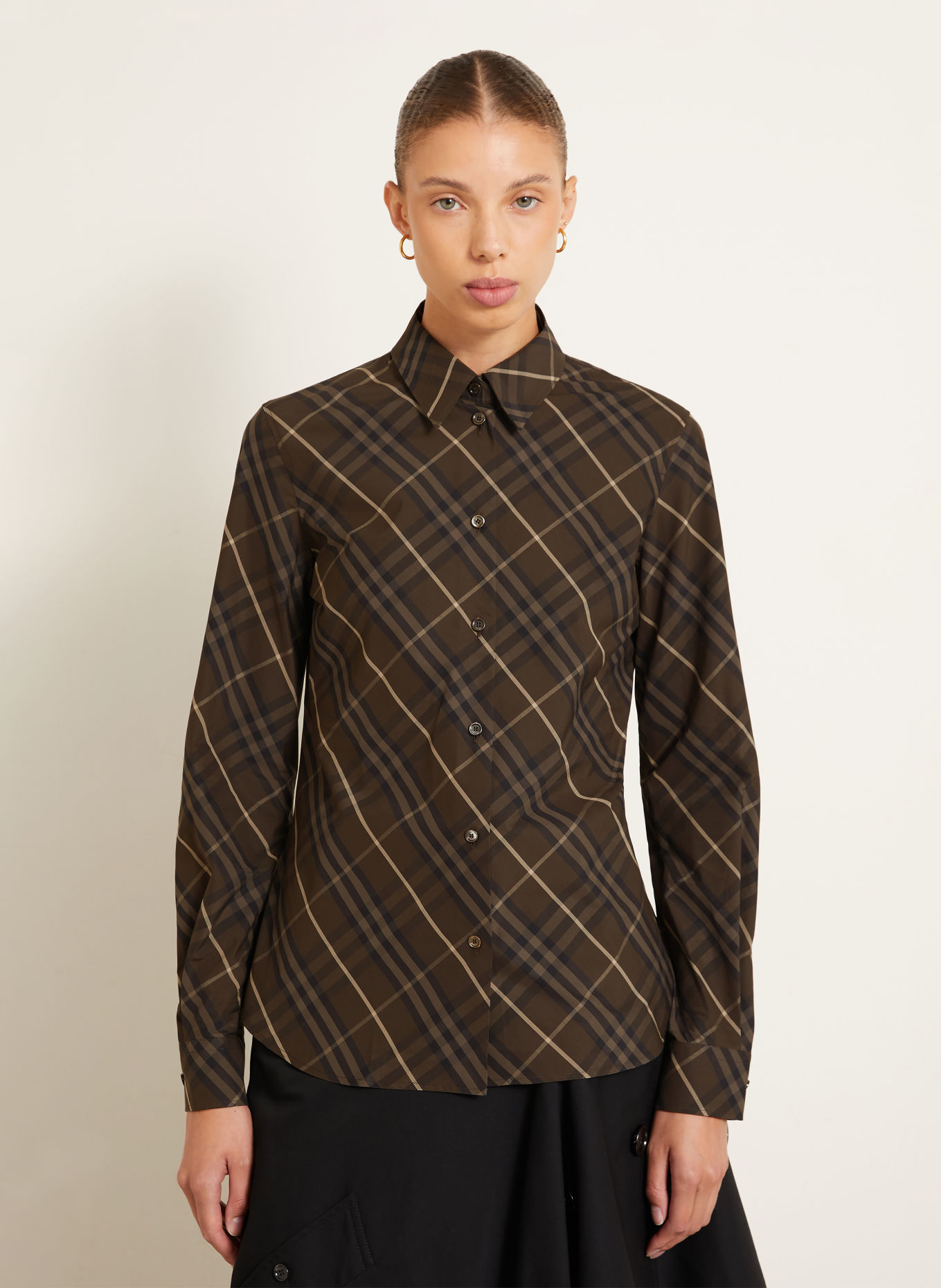 BURBERRY Hemdbluse SIMONE: BRAUN / DUNKELBRAUN / BEIGE