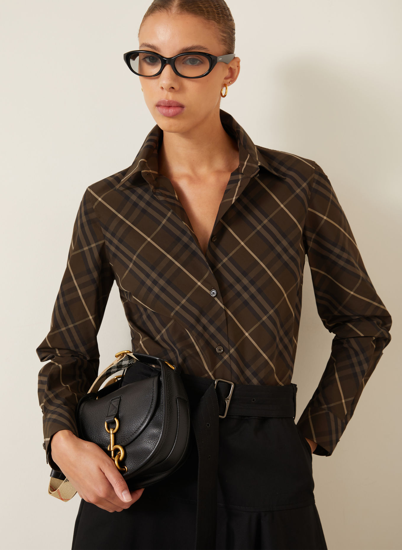 BURBERRY Hemdbluse SIMONE: BRAUN / DUNKELBRAUN / BEIGE