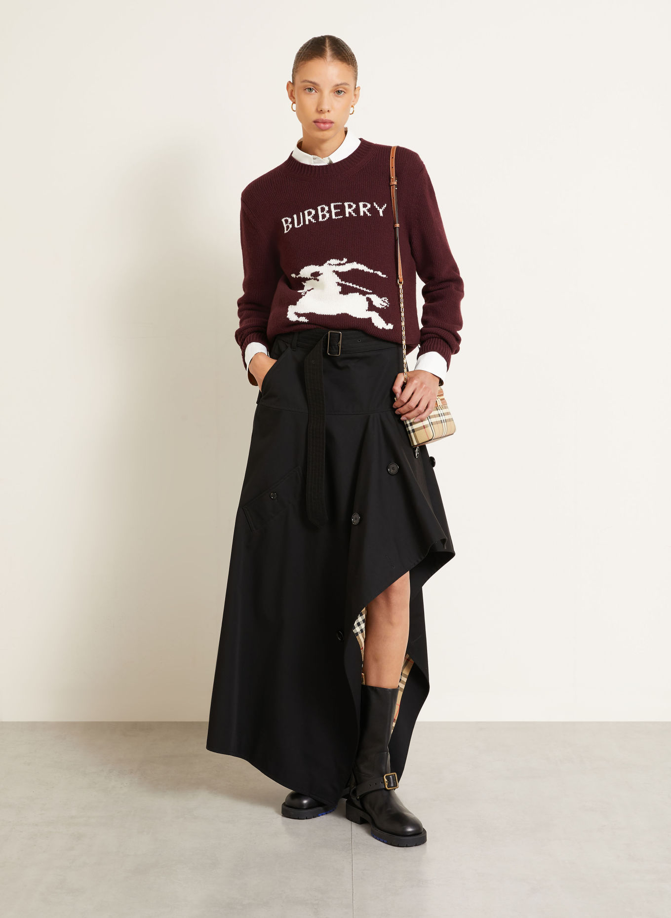 BURBERRY SCARLETT Sweater: DARK PURPLE / ECRU