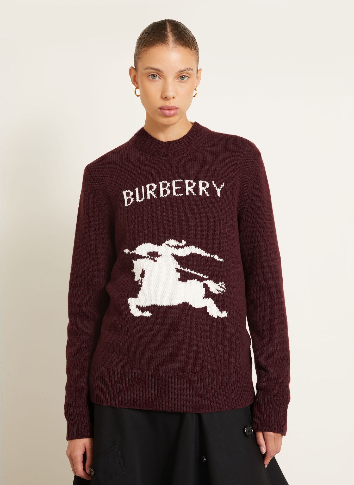 BURBERRY SCARLETT Sweater: DARK PURPLE / ECRU