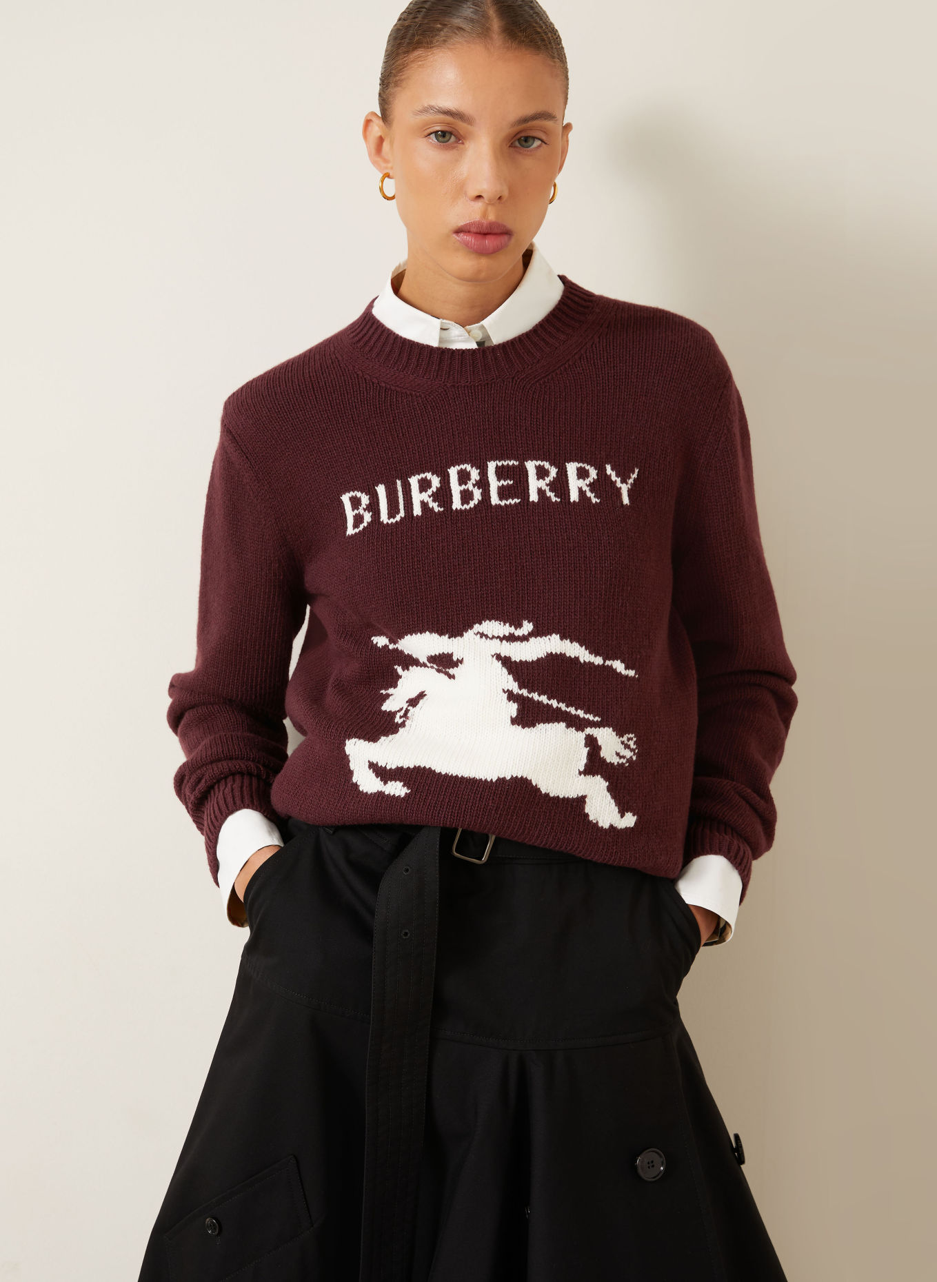 BURBERRY SCARLETT Sweater: DARK PURPLE / ECRU