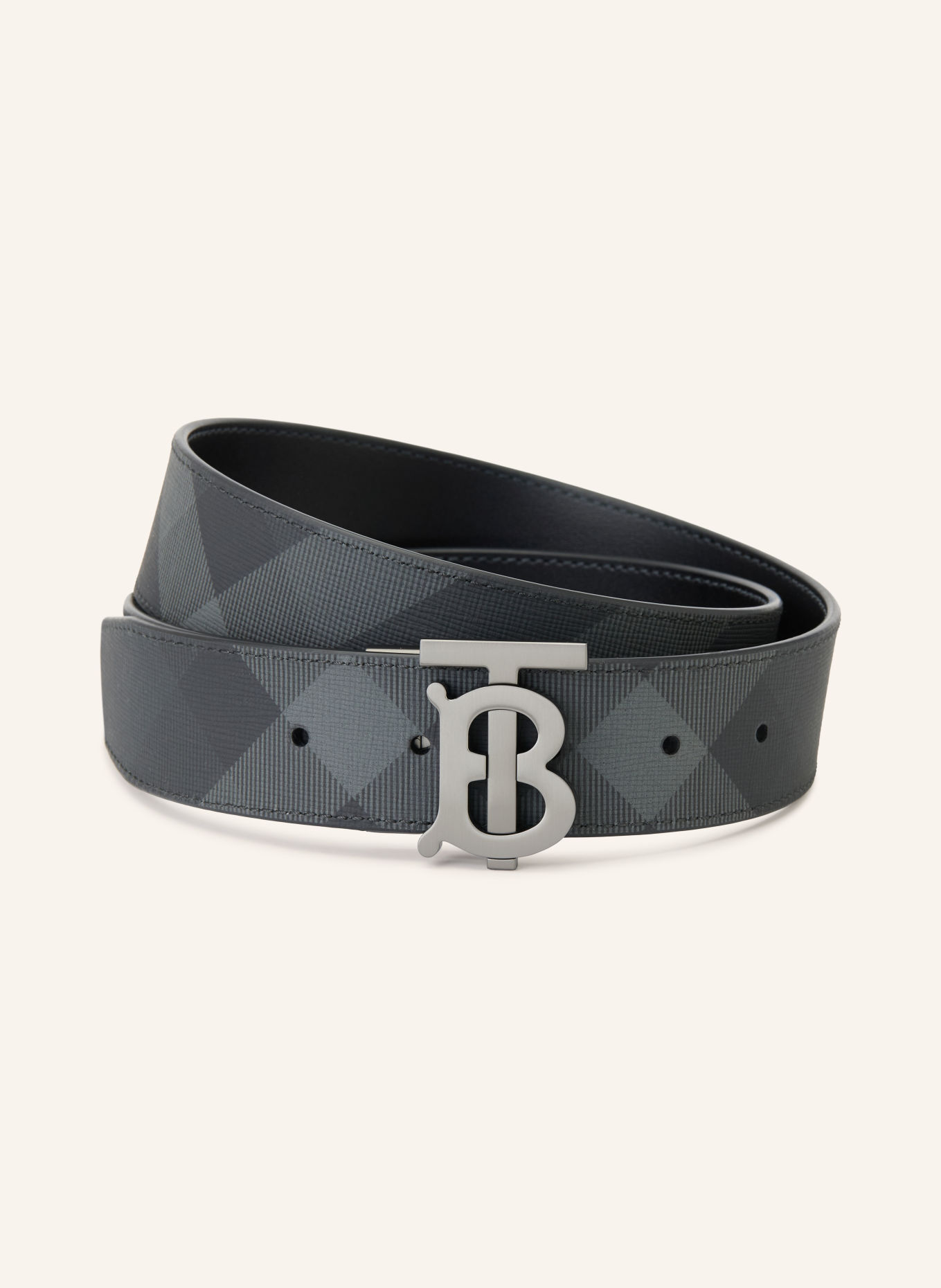 BURBERRY Ceinture: NOIR / ARGENT / GRIS