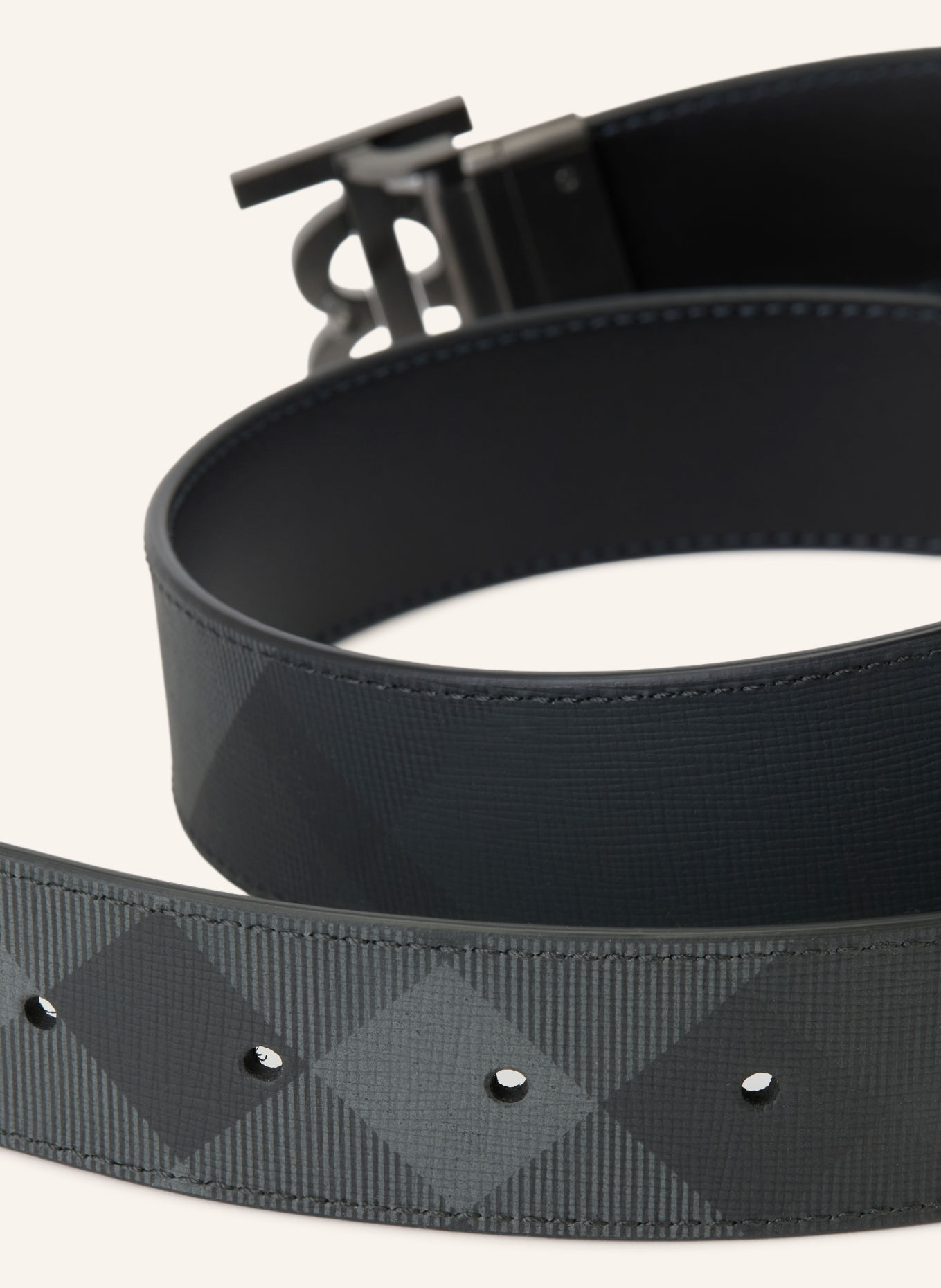 BURBERRY Ceinture: NOIR / ARGENT / GRIS