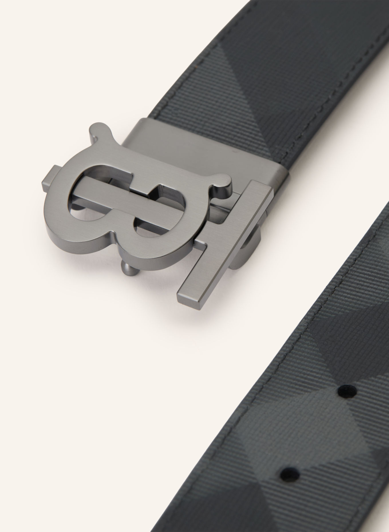 BURBERRY Ceinture: NOIR / ARGENT / GRIS