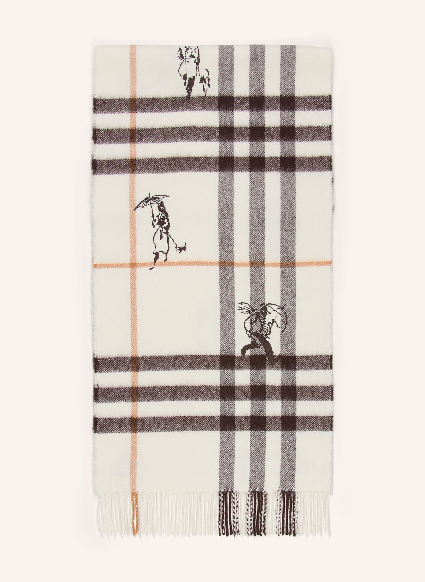BURBERRY Cashmere Scarf: ECRU / LIGHT BROWN / DARK BROWN