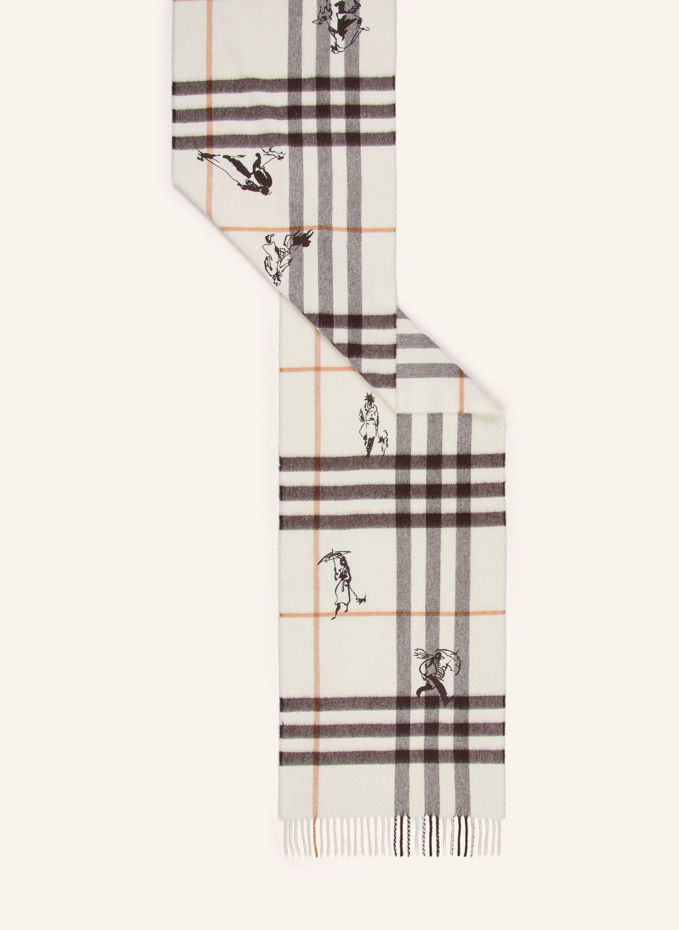 BURBERRY Cashmere Scarf: ECRU / LIGHT BROWN / DARK BROWN