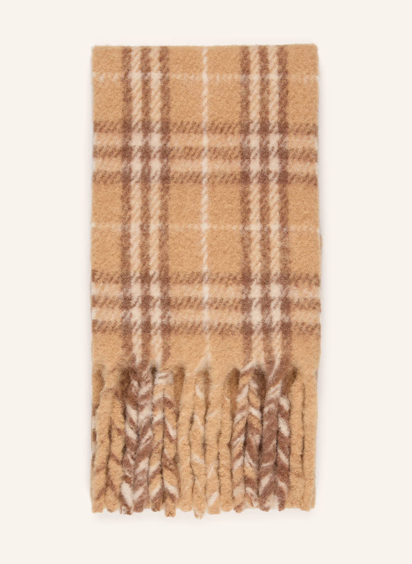 BURBERRY Tørklæde med alpaka: LYSEBRUN / MØRKEBRUN / CREME