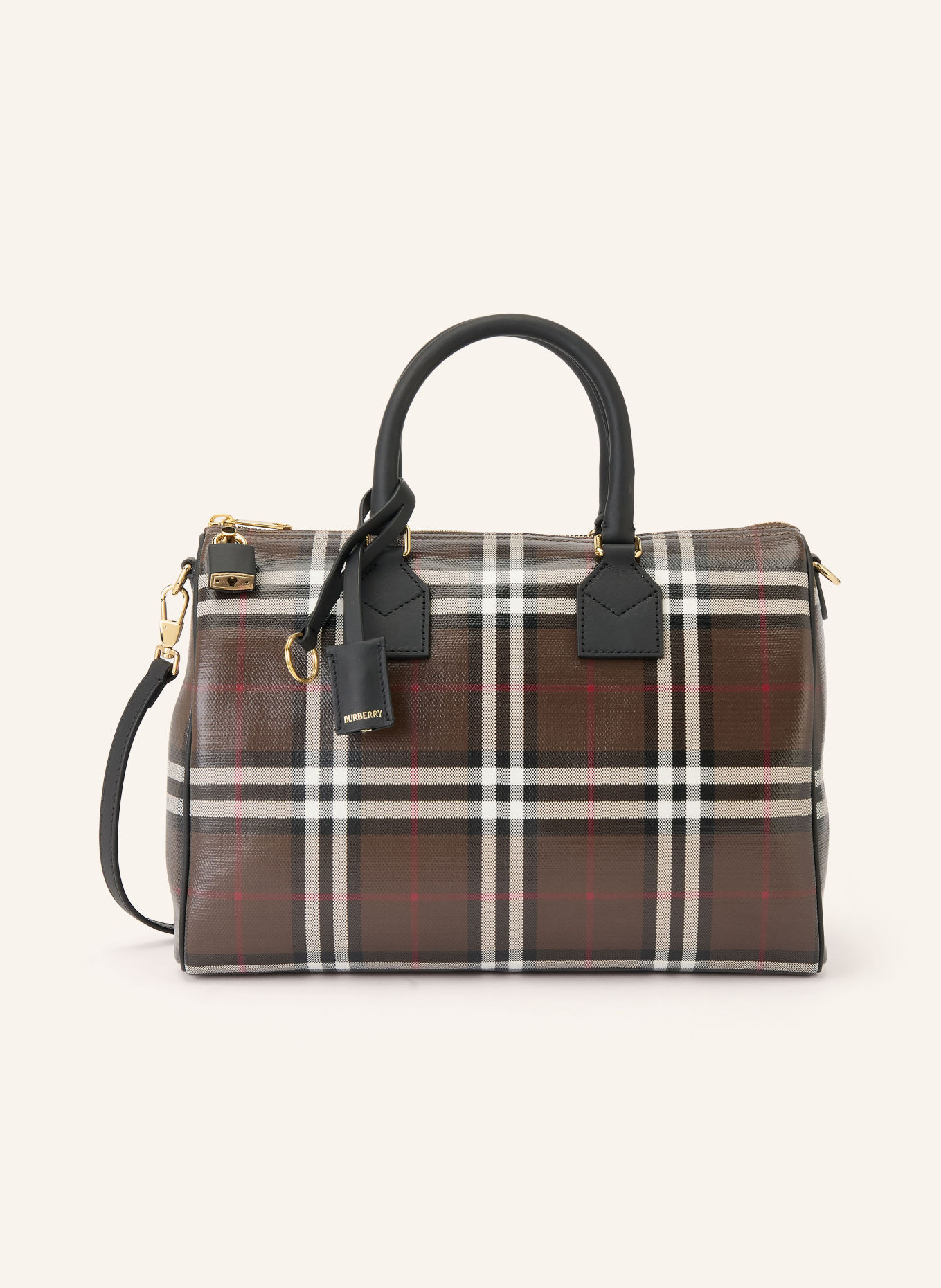 BURBERRY Handtas MEDIUM: MARRON FONCÉ / ROOD / WIT