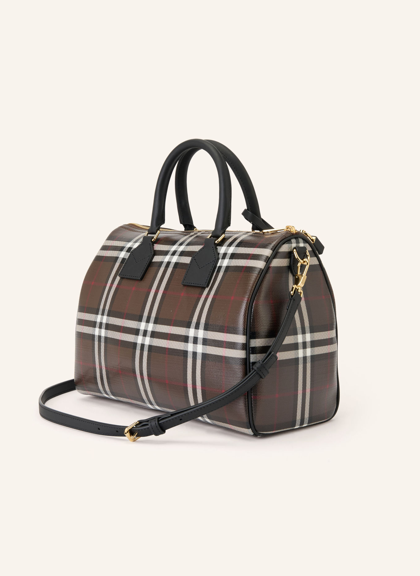 BURBERRY Handtas MEDIUM: MARRON FONCÉ / ROOD / WIT