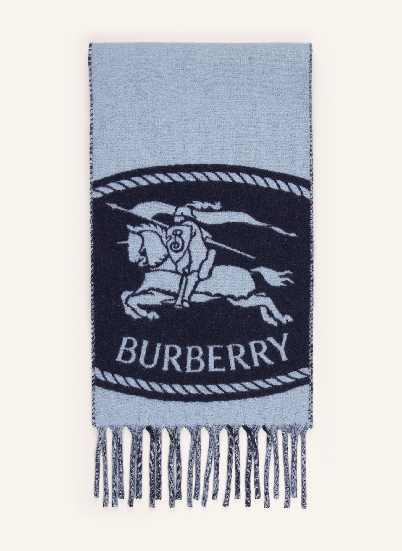BURBERRY Kashmir-tørklæde: BLÅGRÅ / MØRKEBLÅ / HVID