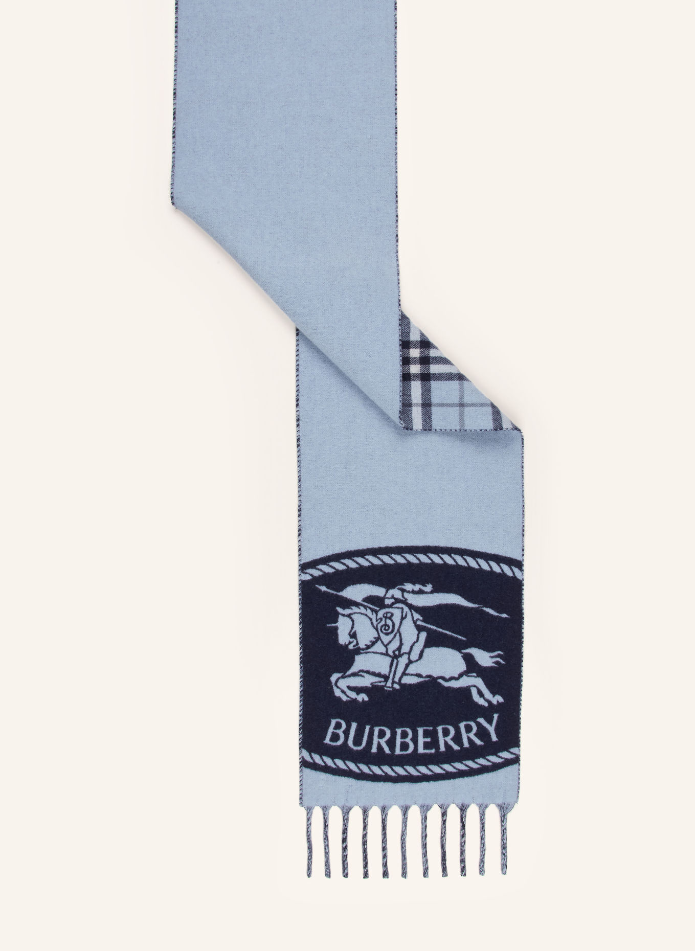 BURBERRY Kashmir-tørklæde: BLÅGRÅ / MØRKEBLÅ / HVID