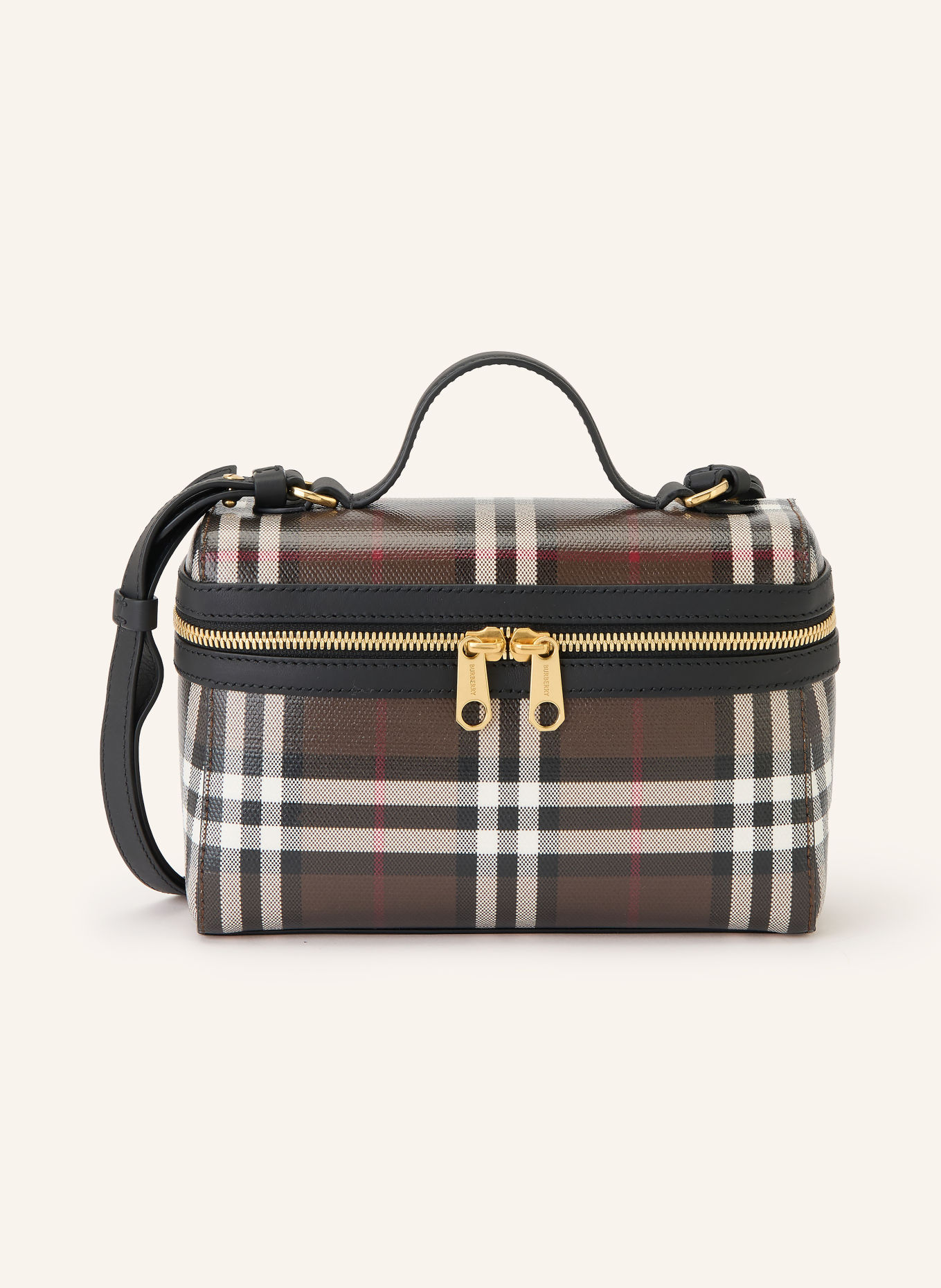 BURBERRY Håndtaske VANITY CASE: MØRKEBRUN / HVID / SORT
