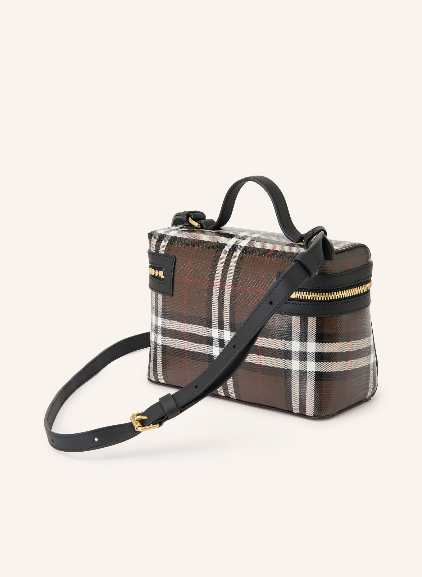 BURBERRY Håndtaske VANITY CASE: MØRKEBRUN / HVID / SORT