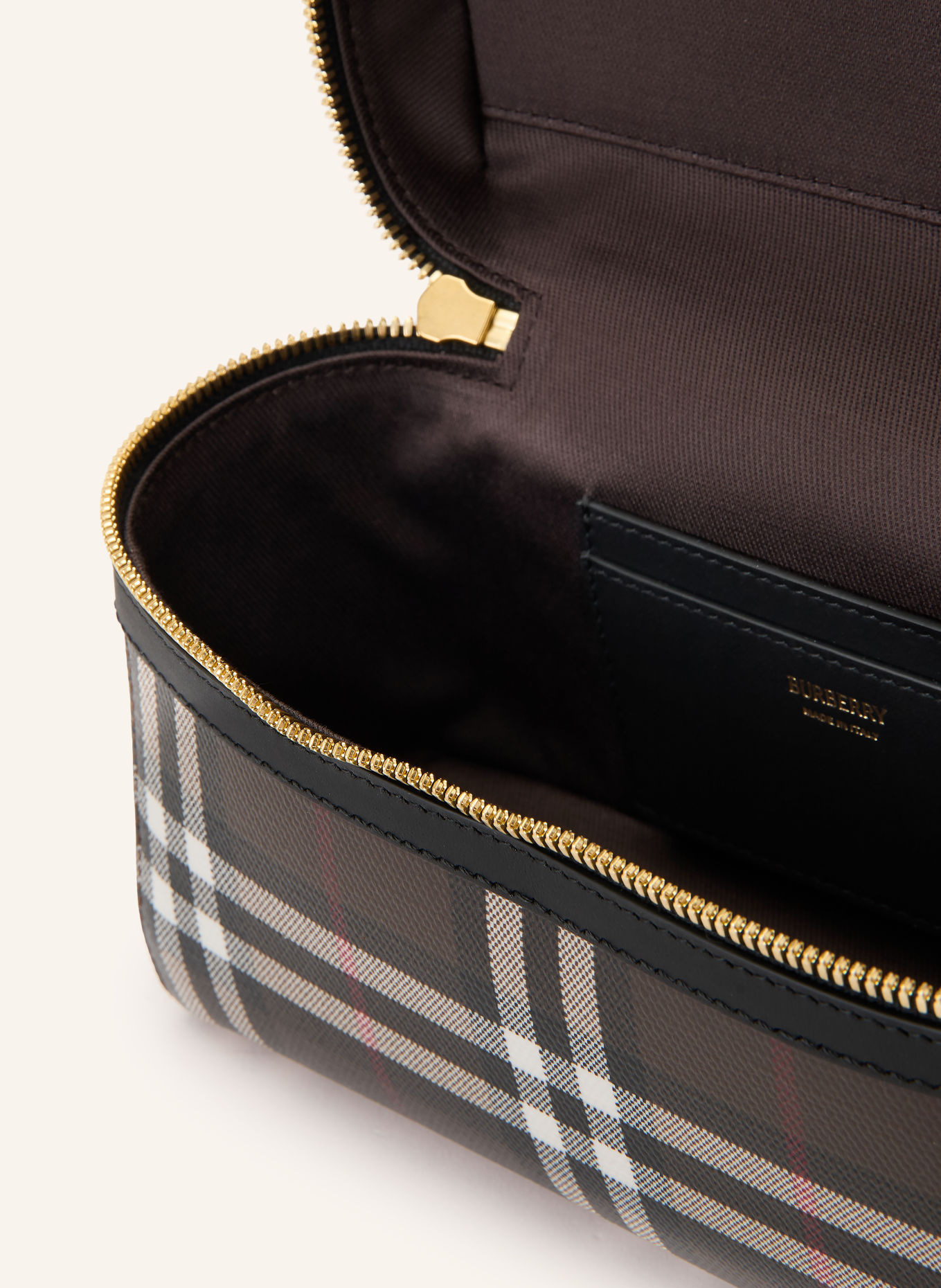 BURBERRY Håndtaske VANITY CASE: MØRKEBRUN / HVID / SORT