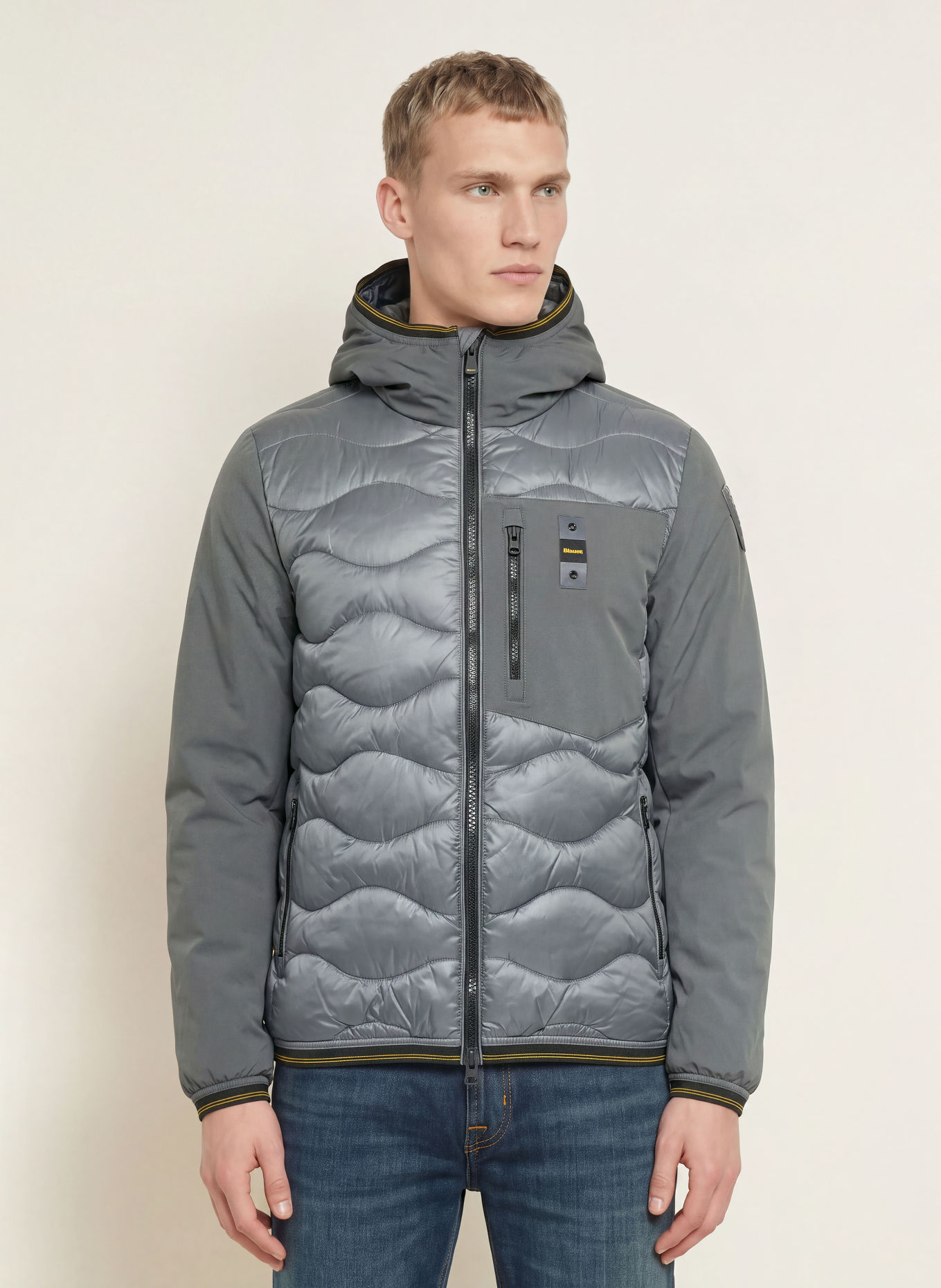 Blauer ALBERT Lightweight Down Jacket in a Material Blend: GRAY
